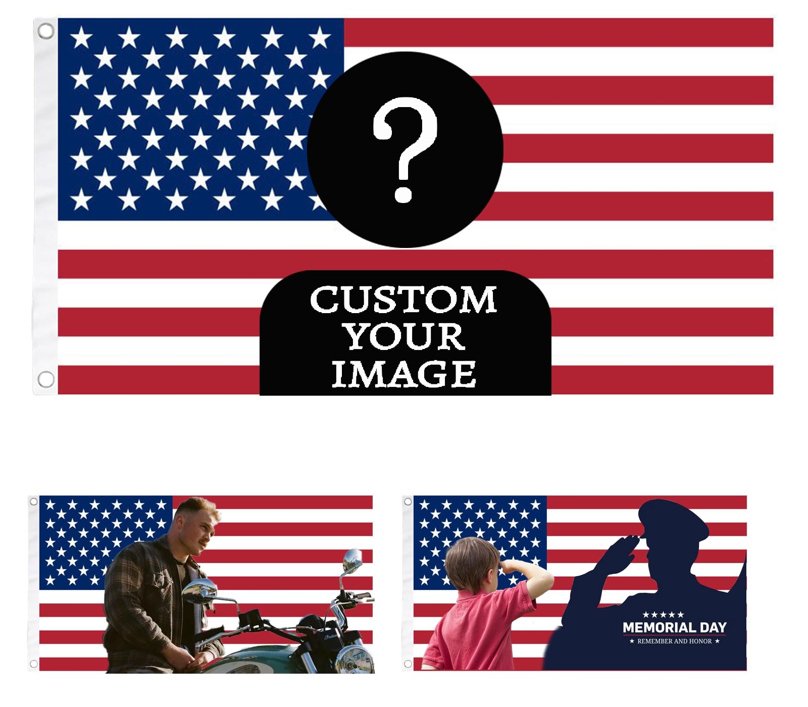 Custom Flag 3X5 Ft Personalized American Wall Flag Add Your Own Text/Logo/Photo Double Sided Funny Tapestry Customized For Bedroom Decoration Garden Yard Outdoors (Classical)