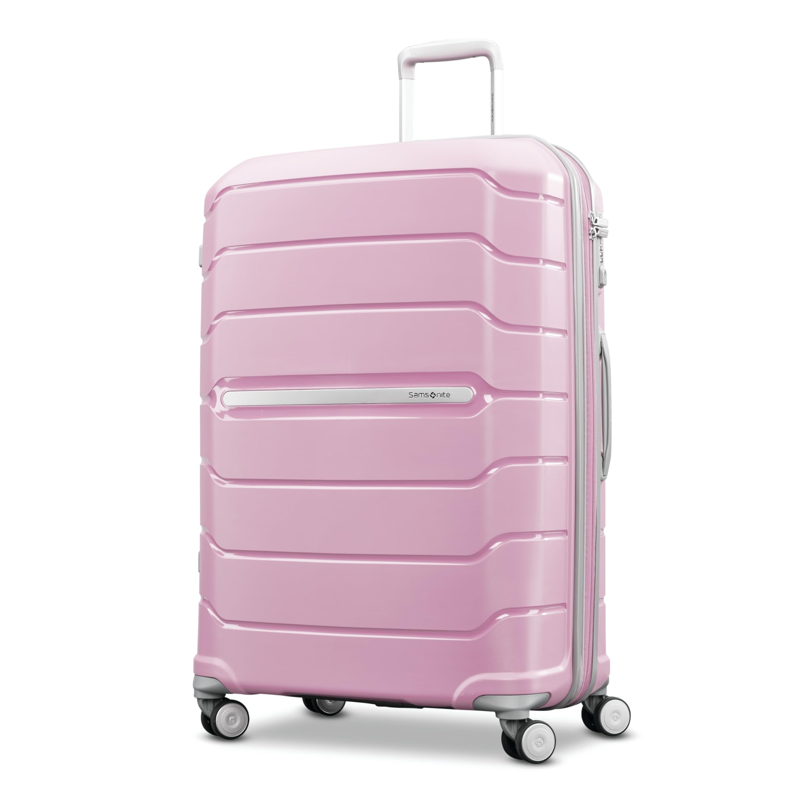 Samsonite Freeform 28-Inch Large Luggage with Dual 360° Spinner Wheels - Checked Suitcase - TSA Lock, Airline-Approved - Lightweight Durable Polypropylene Expandable Hardshell - Pink Rose