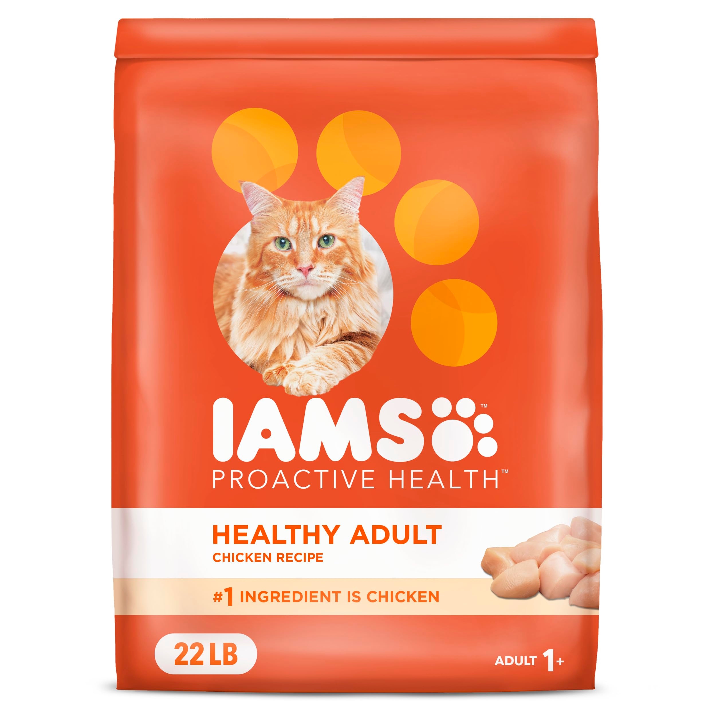 IAMS Proactive Health Healthy Adult Dry Cat Food with Chicken, 22 lb. Bag