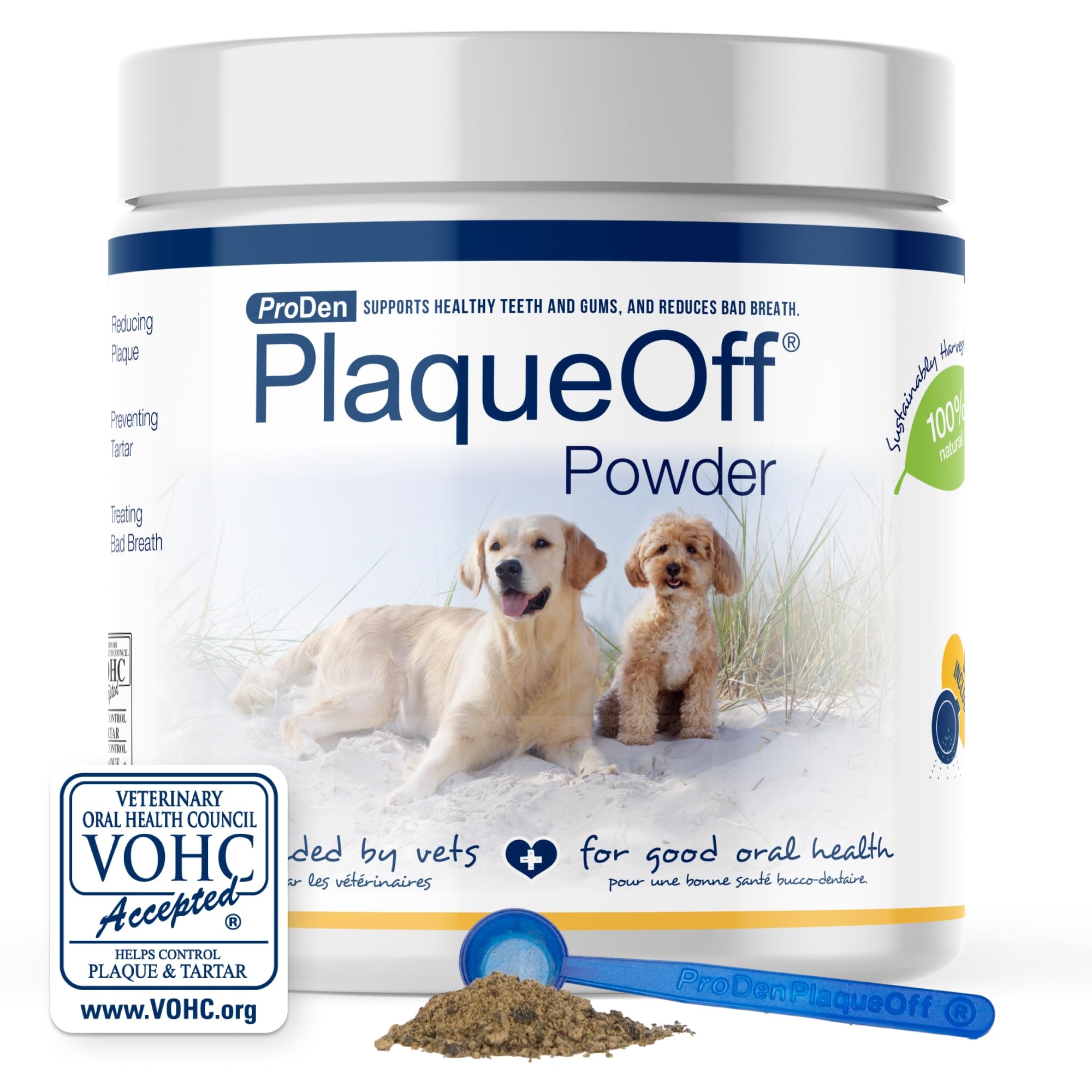 ProDen PlaqueOff Powder for Pets - Cat & Dog Breath Freshener - Plaque & Tartar Remover for Pet Oral Care - 420g
