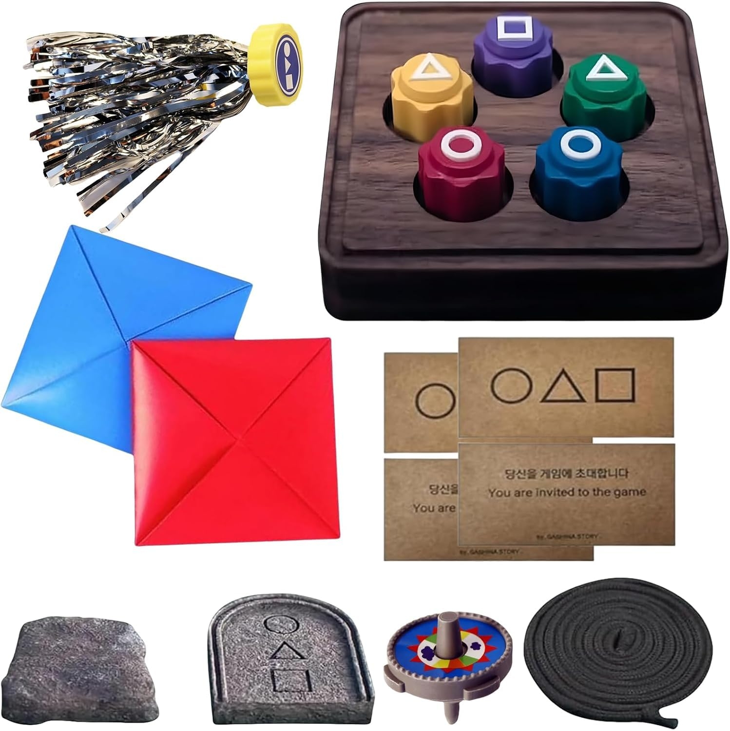 Gonggi Korean Game, Korean Traditional Play Game Set, Jebi chagi Gonggi Stone catching Biseokchigi Paeng-y DDAKJI Family Party Game Collections