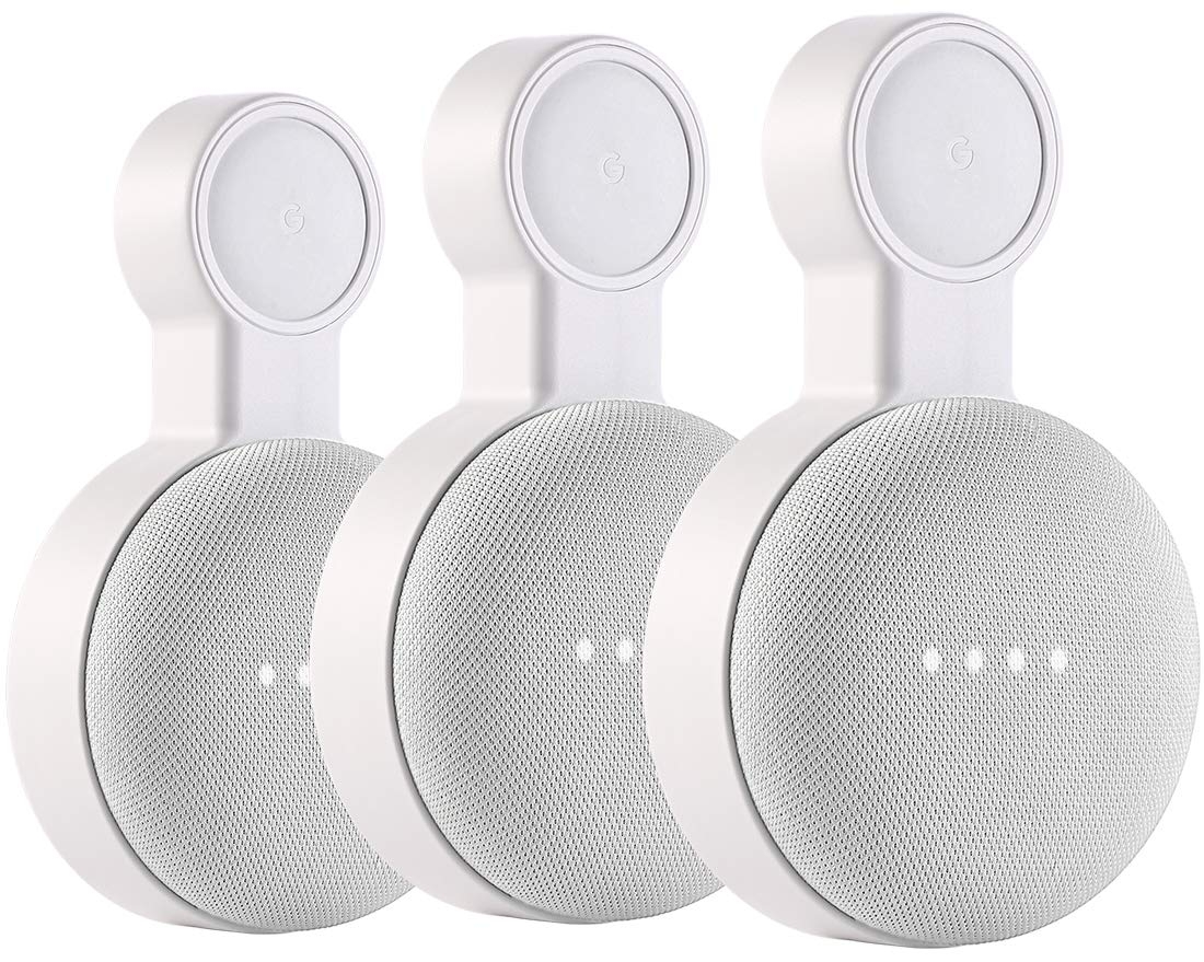 Outlet Wall Mount Holder for Google Nest Mini and Google Home Mini, A Space-Saving Accessories with Cord Management for Google Mini Smart Speaker, No Messy Wires or Screws (3 Pack)