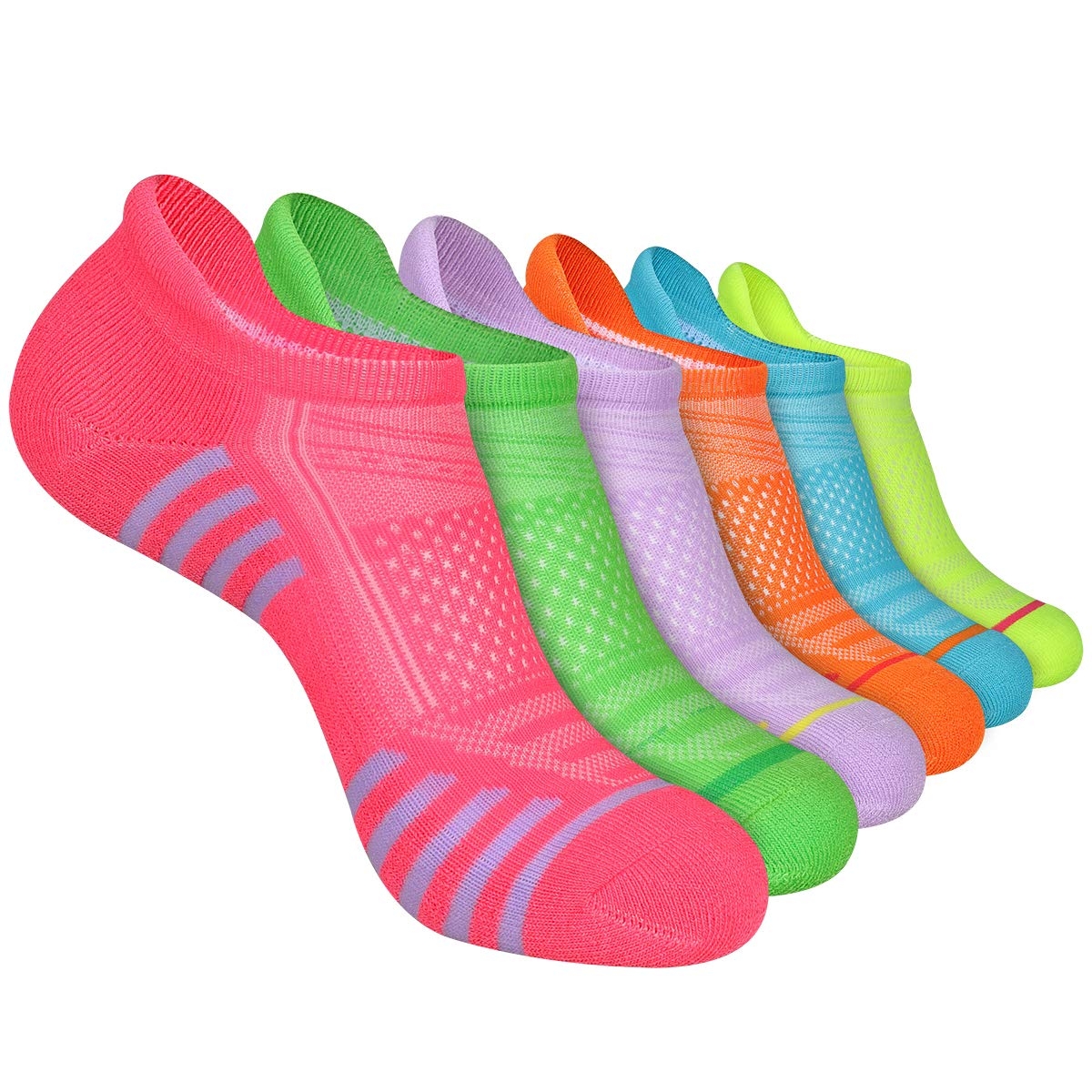 LITERRA Womens Ankle Socks 6-Pairs Athletic Running Sport Socks With Cushioned Sole