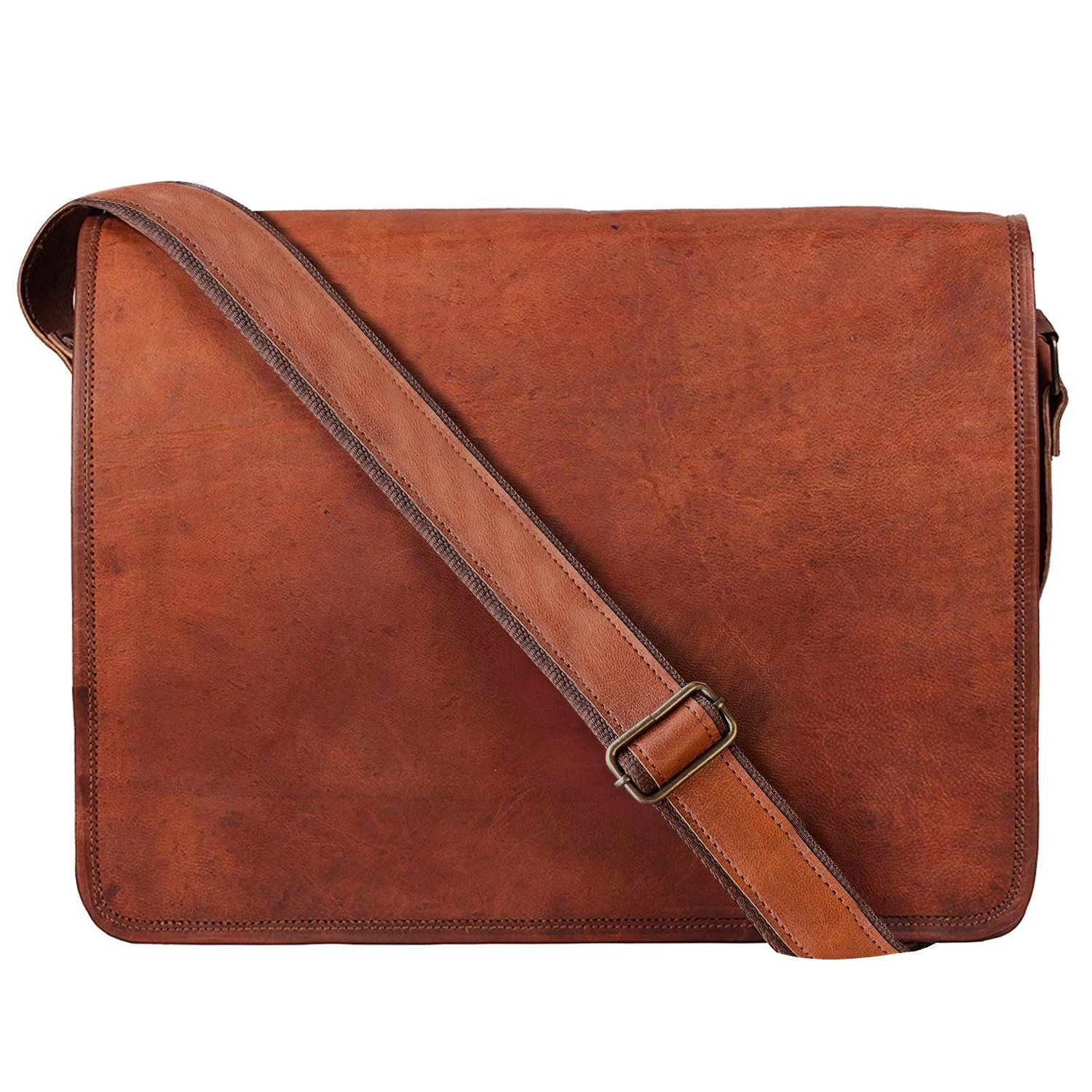 RUSTIC TOWN 15 inch Vintage Crossbody Genuine Leather Laptop Messenger Bag