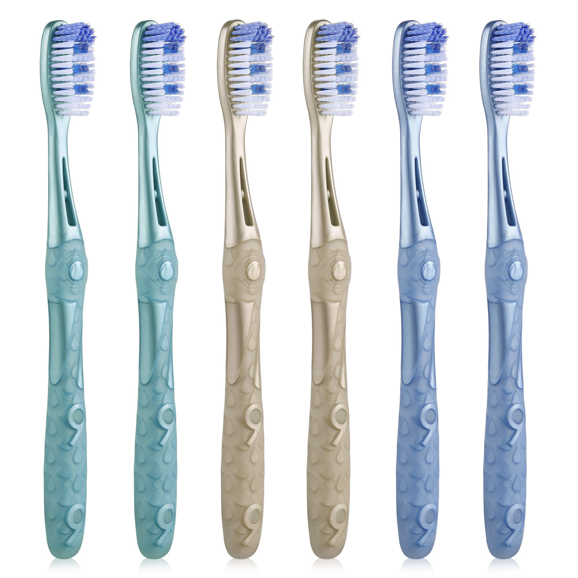 Oralphi Medium Toothbrushes for Adults, Whitening Toothbrush with Spiral Medium Bristles for Smoke Tea Coffee Stain, Deep Plaque Removal, Rounded Bristle Tips for Gentle Cleaning