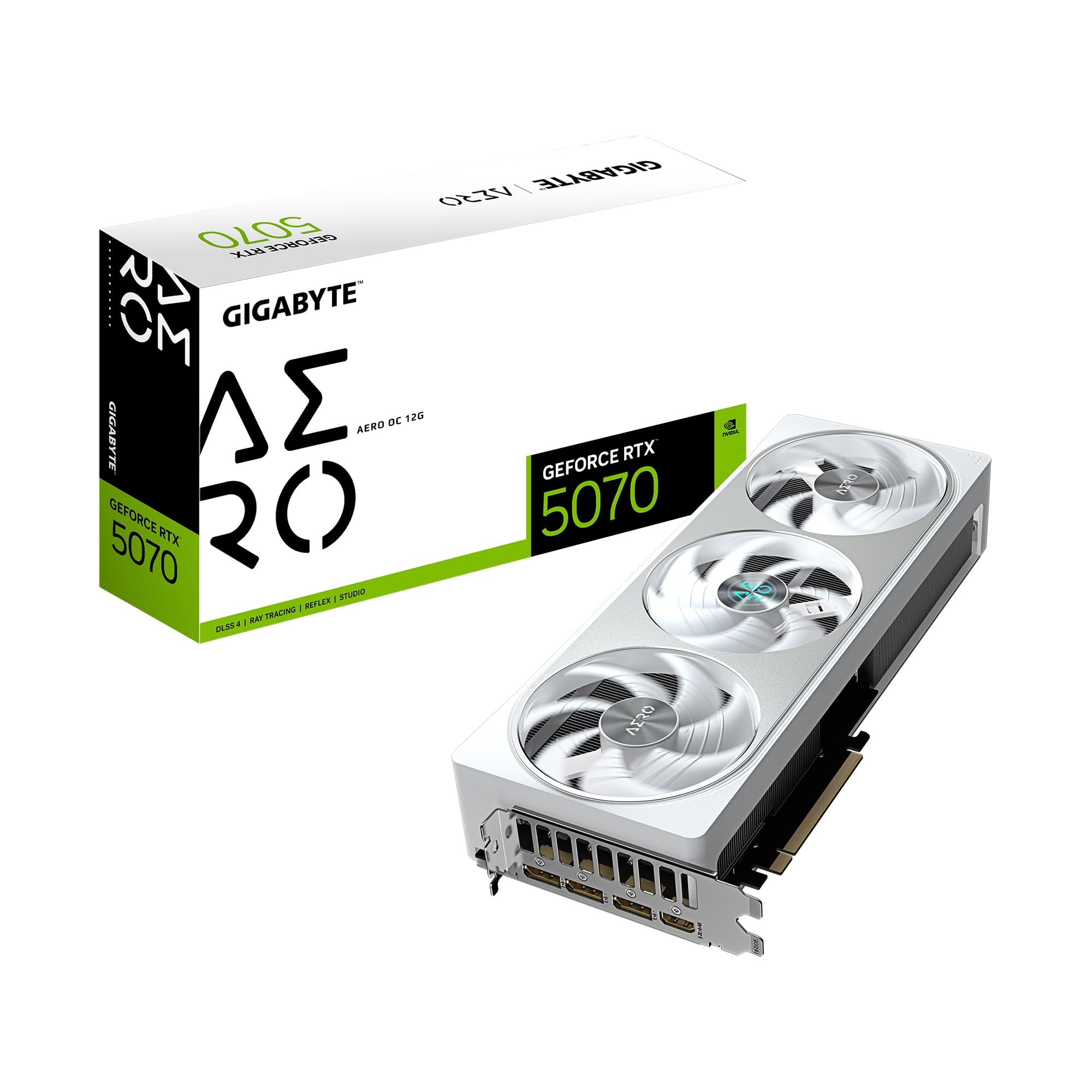 GIGABYTE GeForce RTX 5070 AERO OC 12G Graphics Card, 12GB 192-bit GDDR7, PCIe 5.0, WINDFORCE Cooling System, GV-N5070AERO OC-12GD Video Card