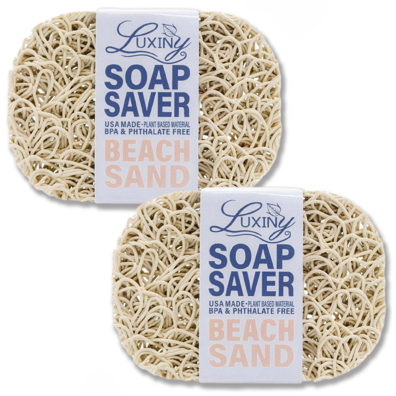 Soap Savers for Bar Soap, American Made by Luxiny, Lifts Soap in Soap Dishes & Shower Soap Holders -Handmade Soap Lasts Longer -Made from Plant Based Materials (Sand - 2 Pack)