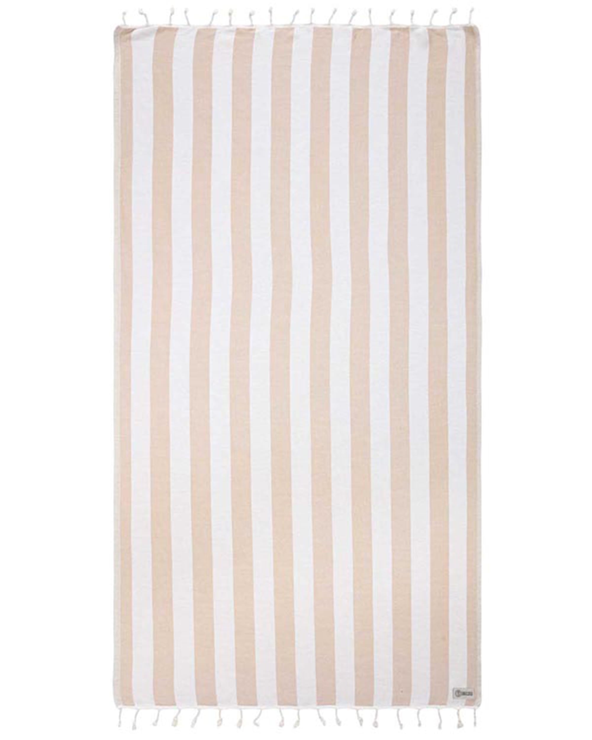 Sand Cloud Turkish Beach Towel - 100% Organic Cotton Turkish Bath Towels - Ultra Soft, Sand Free & Quick Dry Towel for Beach, Pool, or Picnic Blanket - As Seen on Shark Tank - Stripe (Beige)