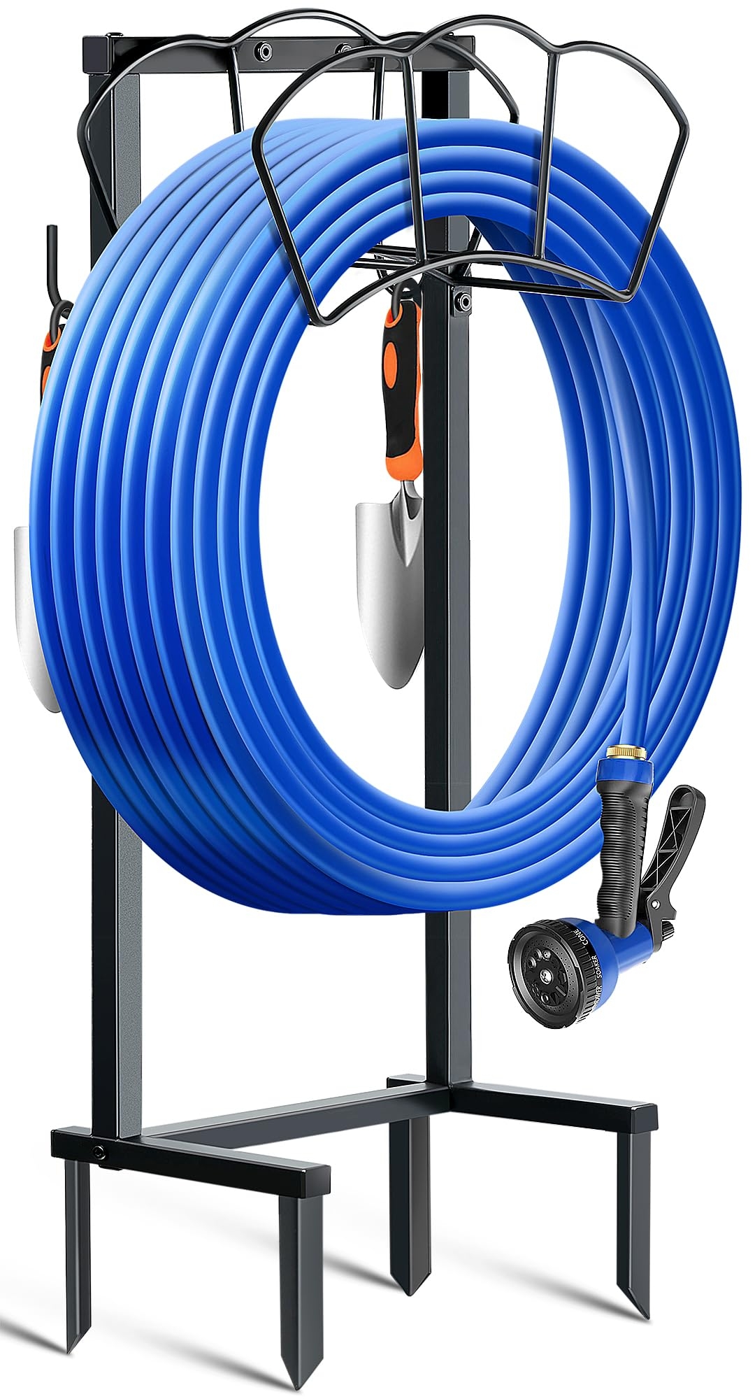 EONFAY Garden Hose Holder, Heavy Duty Water Hose Holders, Sturdy Metal Hose Stand, Hose Organizer, Water Hose Hanger Rack, Hose Reel Storage Stake hold 150Ft Water Hoses, for Patio, Lawn, Garden