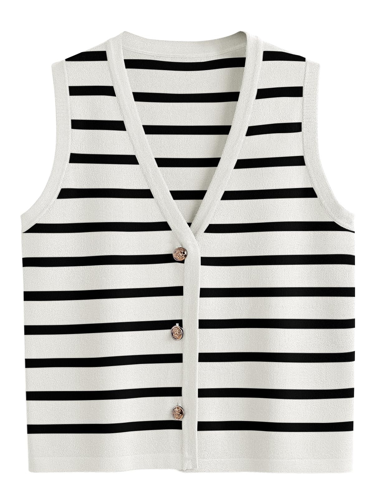 LILLUSORY Summer Vest Tops for Women 2025 Striped Sweater Vests Vacation Button Up Outfits Shirts Blouses Jacket Clothes