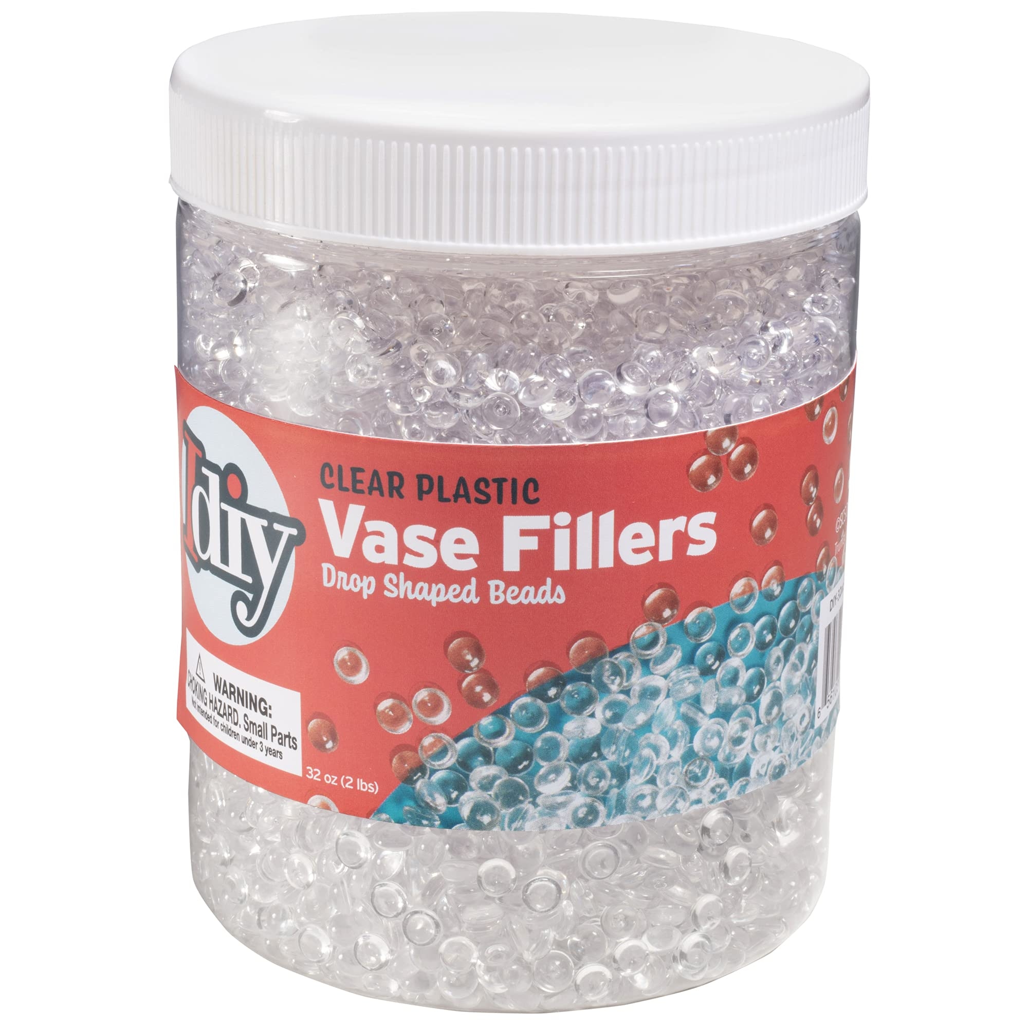IDIY 32 oz Vase Fillers (2 Pound Clear Flat Plastic Bead Drops) -Quarter Inch 1/4" -Perfect Event Decorations, Table Scatters, Slime ad Ins, Baby Shower, DIY Craft Art Project