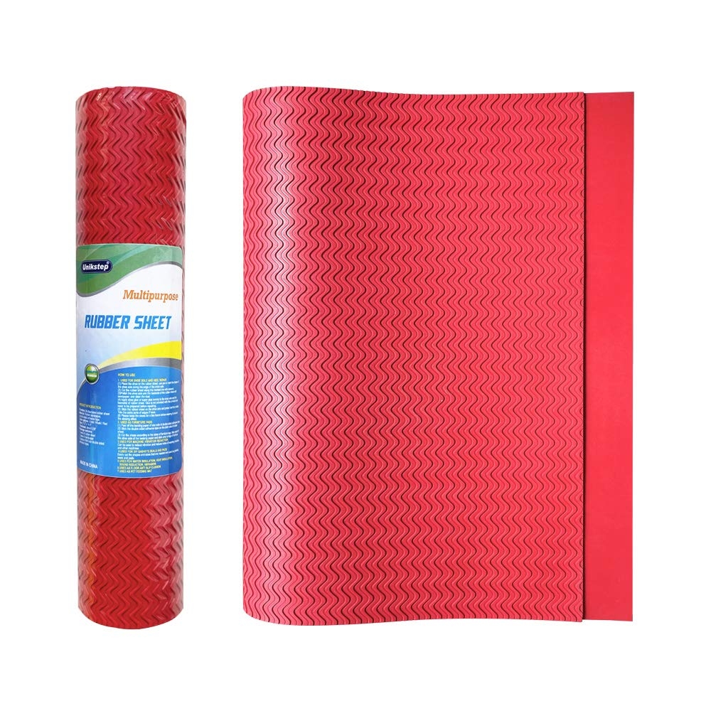 Unikstep, Rubber Sheet, 21.5"x14.5", Thick 0.08", for Shoe Sole Heel Repair, Furniture Pad, Vibration Reduce, DIY Gasket Seal Pad, Floor Anti Slip Cushion (Red Color S Pattern)