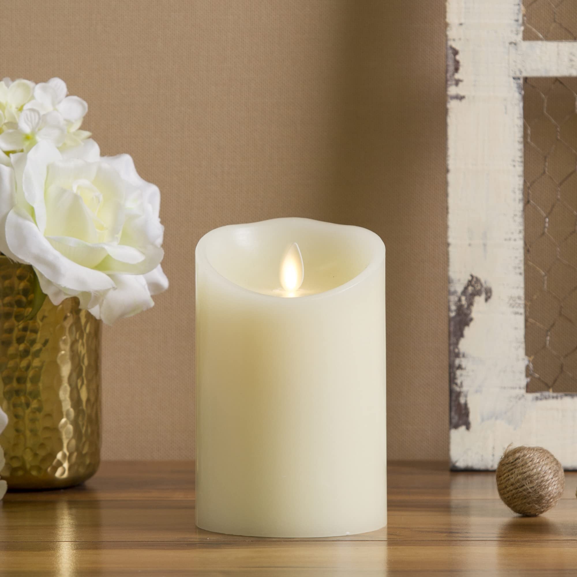Luminara - Flameless LED Battery Operated Flickering Pillar Candles - Ivory - Pack of 1-3x4.5 - Realistic Moving Flame Real Wax Indoor/Outdoor Decor