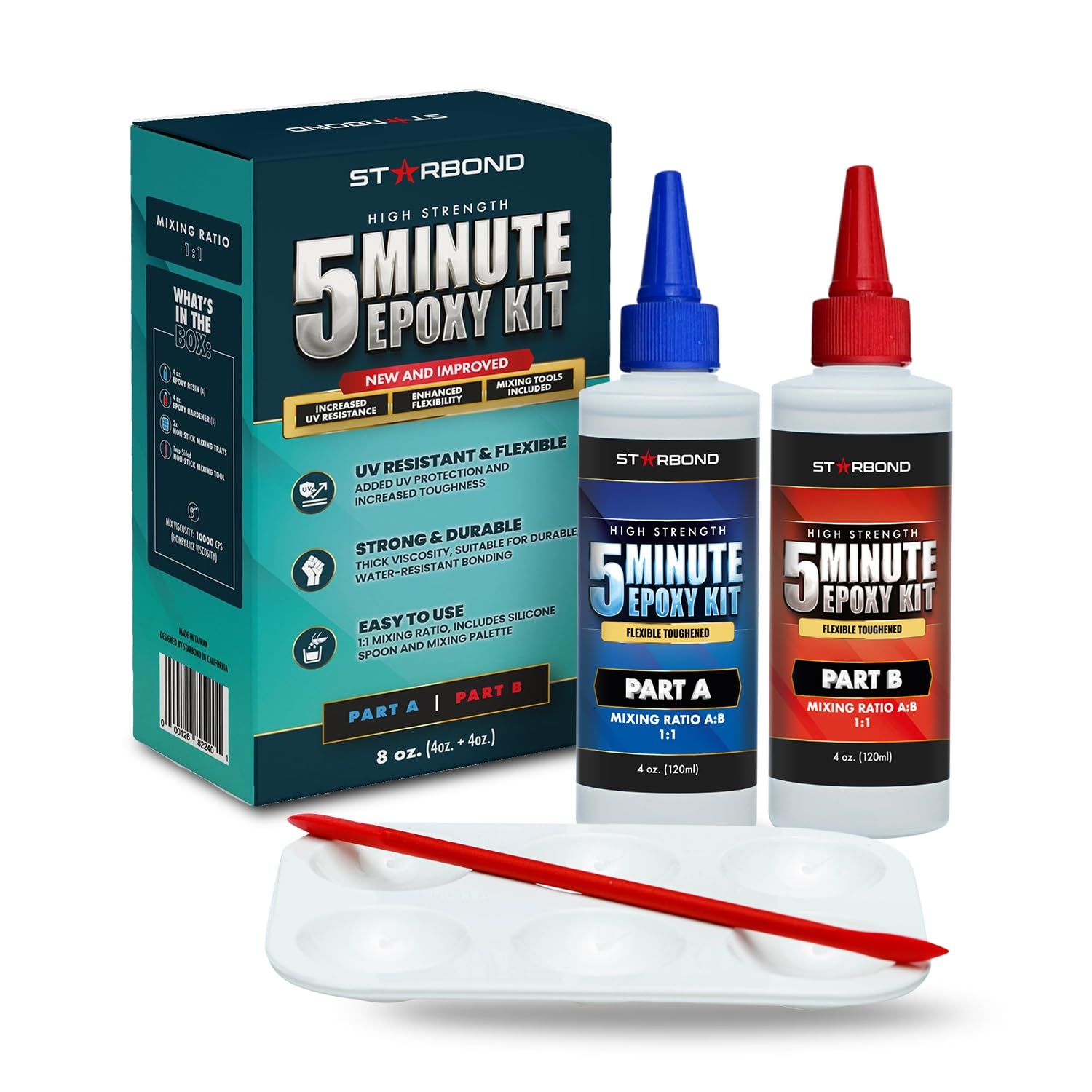 8 oz. XL Starbond 5 Minute Epoxy — Enhanced Strength (2,600 lb Shear Strength), UV-Resistant, Easy to Use, Fast Setting Glue — Compatible with Metal, Plastic, Wood, Ceramics, Glass and More