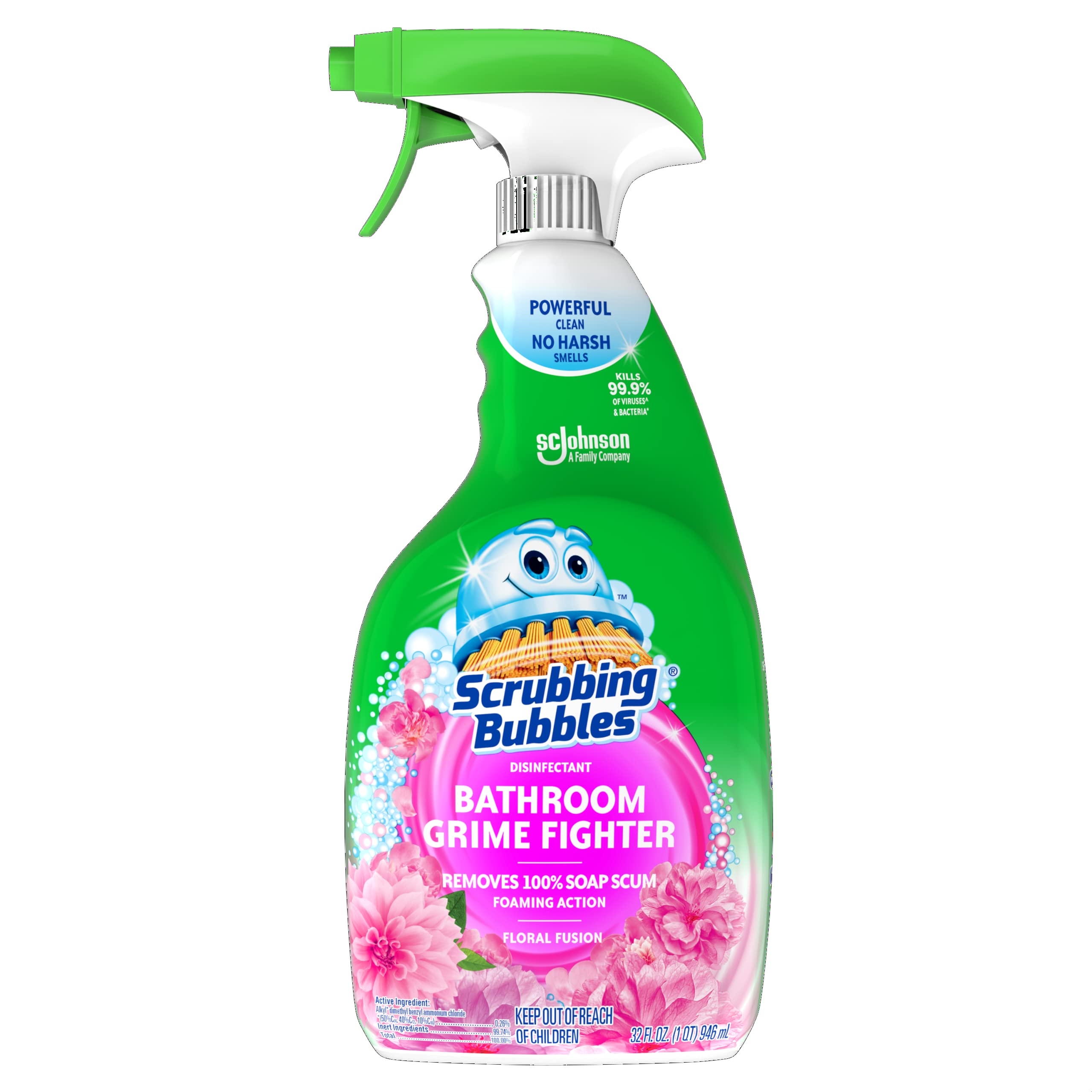 Scrubbing Bubble Bathroom Grime Fighter, Floral Fusion Scent, 32 oz Spray Bottle