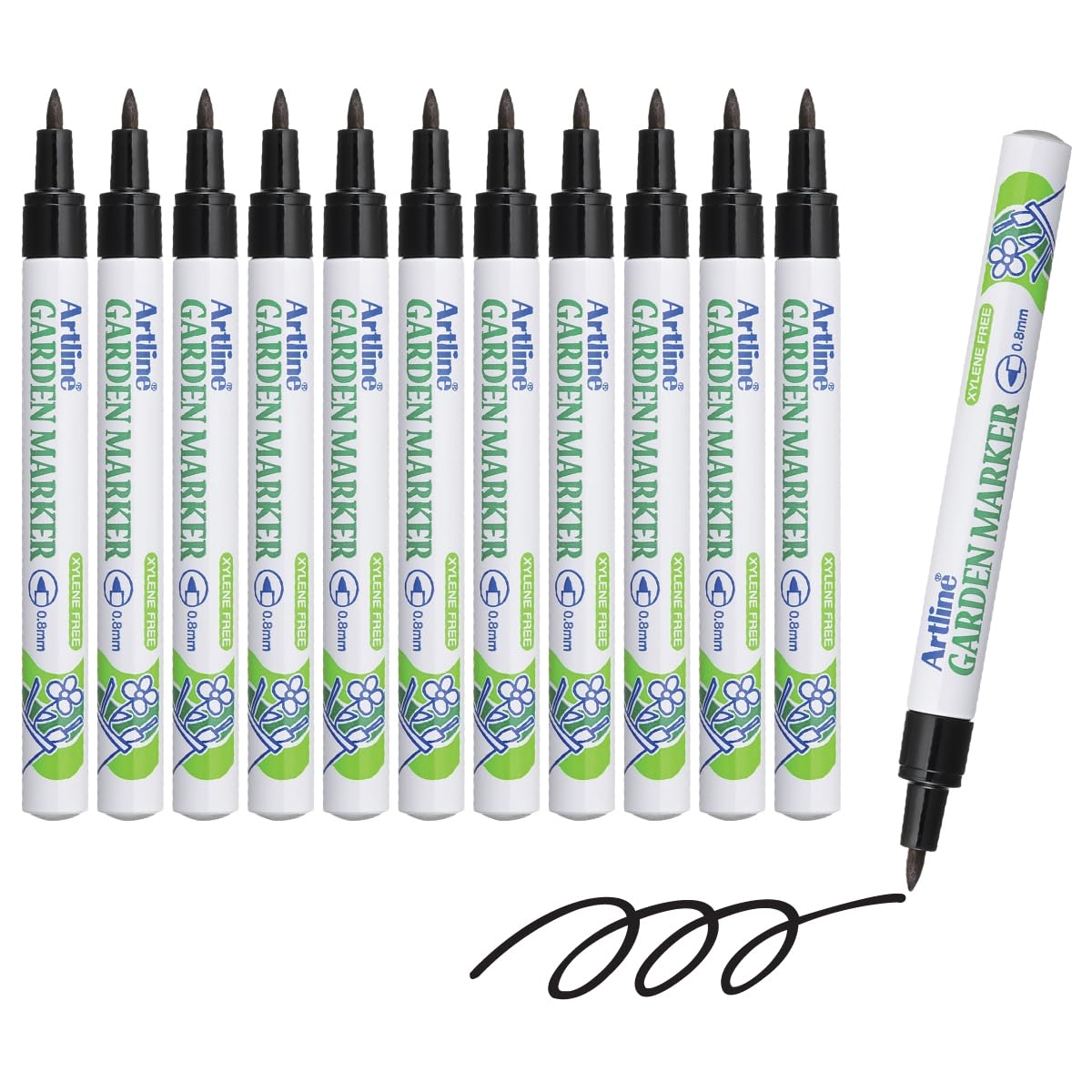 Artline EK-780 Garden Markers, 0.8 mm Writing Width, UV Resistant, Waterproof Permanent Markers Ideal for Plant Labels, Quick-Dry Garden Marker for Plants Outdoor & Indoor Use - Black, 12 Pack