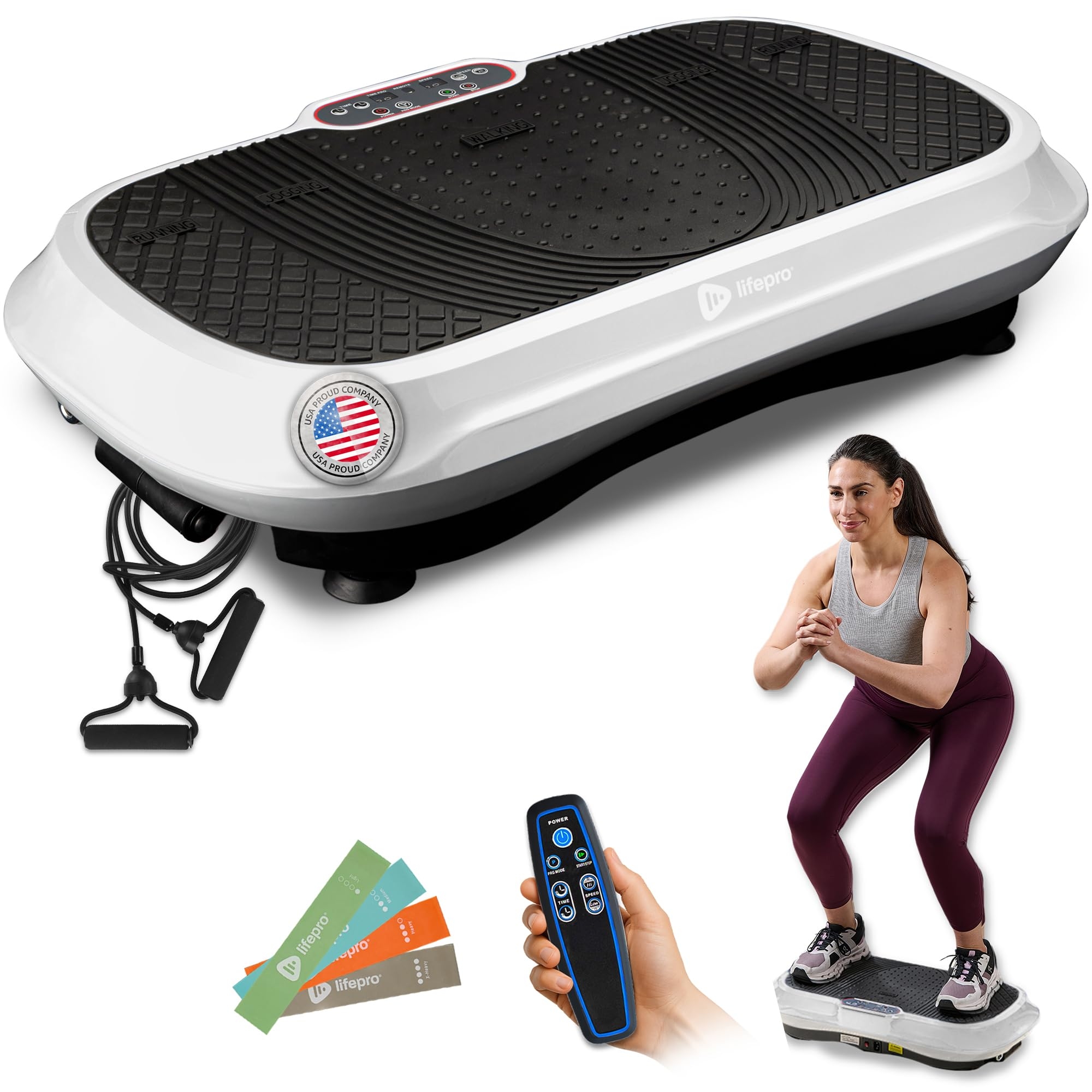 Lifepro Waver Vibration Plate Exercise Machine – High-Intensity Vibration for Muscle Activation, Full-Body Workout Vibrating Platform with Loop Bands, Fitness Equipment for Strength Toning & Fat Loss