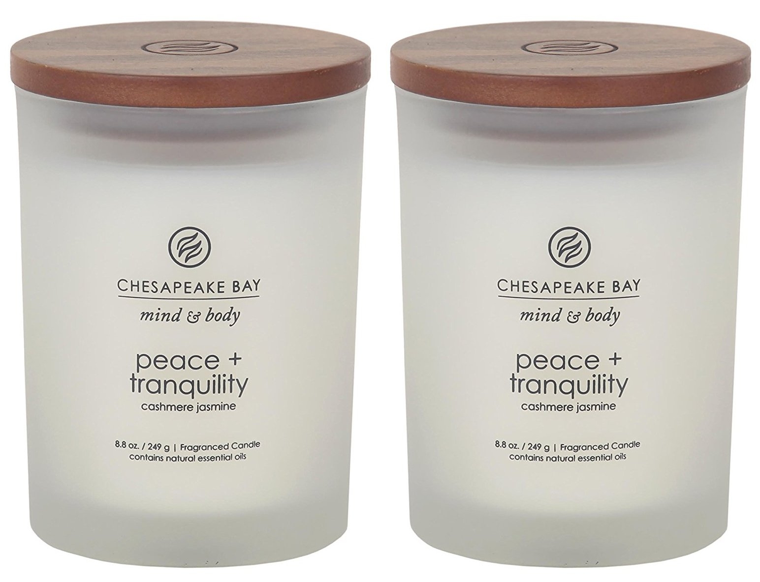 Chesapeake Bay Candle Peace + Tranquility (Cashmere Jasmine) Scented Candles Medium Size 2-Pack Perfect for Home Décor Relaxation and Gifting