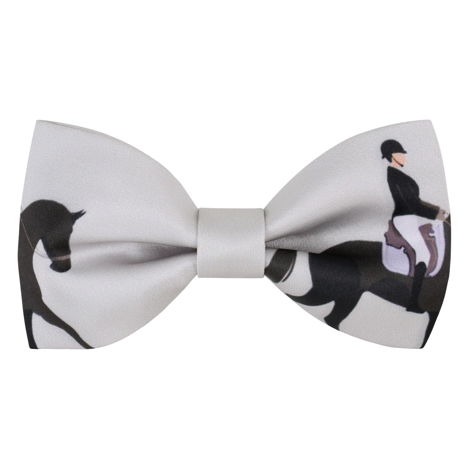 CHEIVEMENG Men's Horse Race Bow Tie Satin Silk Pre-tied Solid Horse Racing Bow Ties for Men with Gift Box
