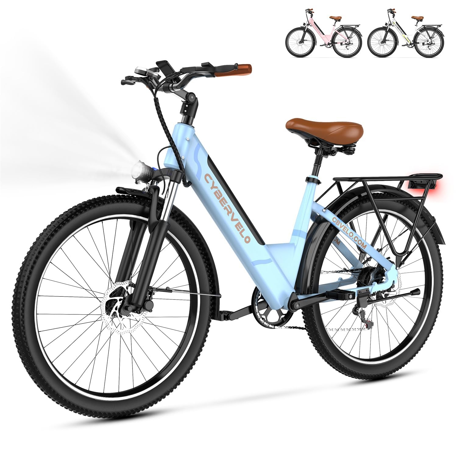Cybervelo 1000 Peak Electric Bike for Adults,up 80 Miles Removable Battery Ebike, 26" Electric E Bike with 7-Speed,Adult Electric Bicycles for Commute Beach Snow Womens All Terrain