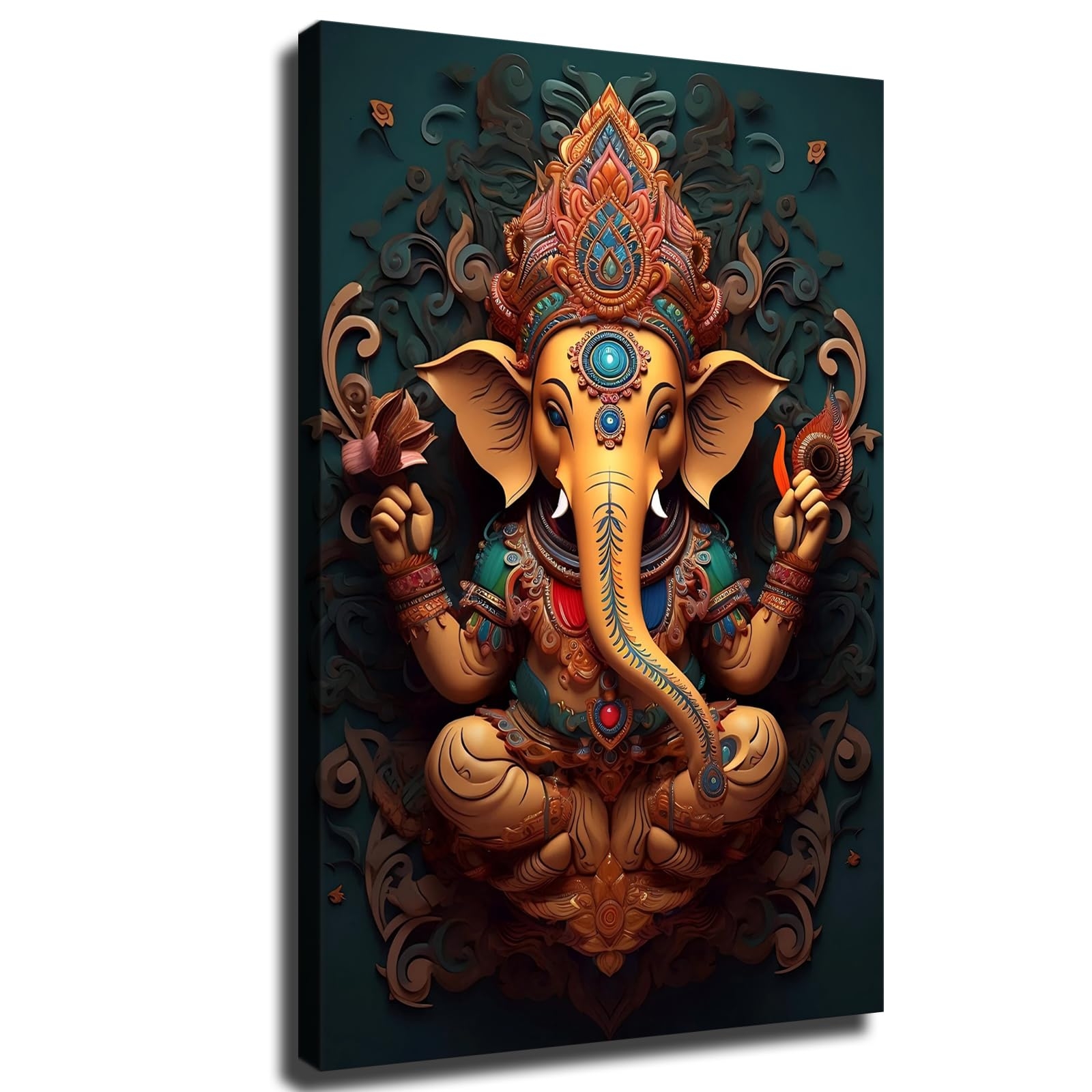 Ganesh Wall Art, Hindu Wall Decor, Panoramic Wall Decor, Ganesh Wall Decor for Living Room Poster Ready to Hang (Unframed,24×36 inch)