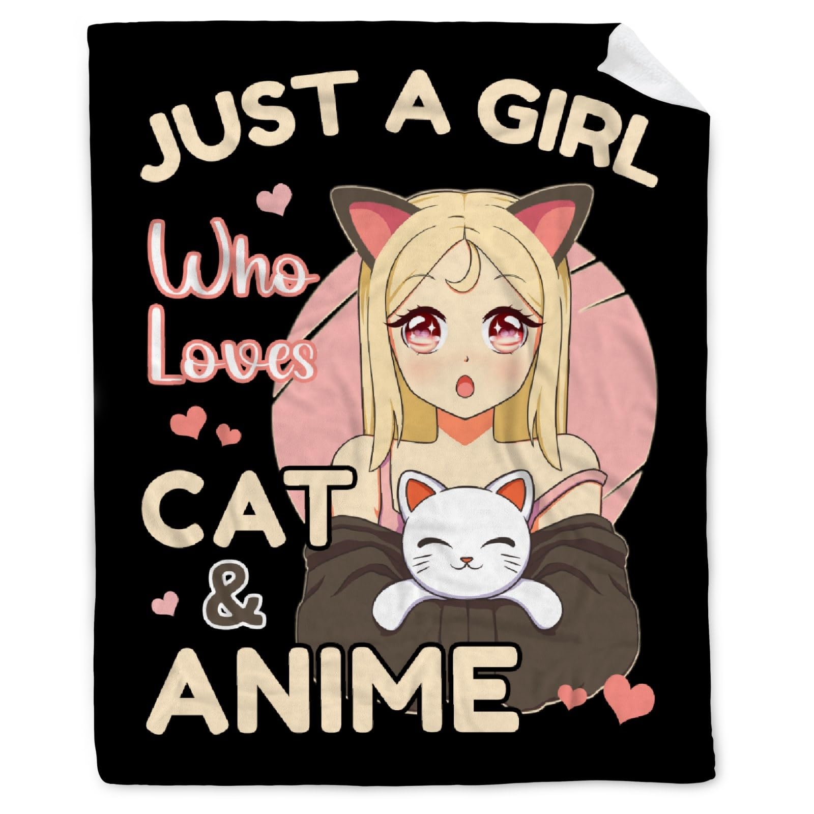 Anime Blanket Just A Girl Who Loves Anime Cat Blanket Practical Gift for Women Girls Lightweight Soft Flannel Fleece Throw Blankets for Couch Bed Sofa Small-Kid (50"X40")