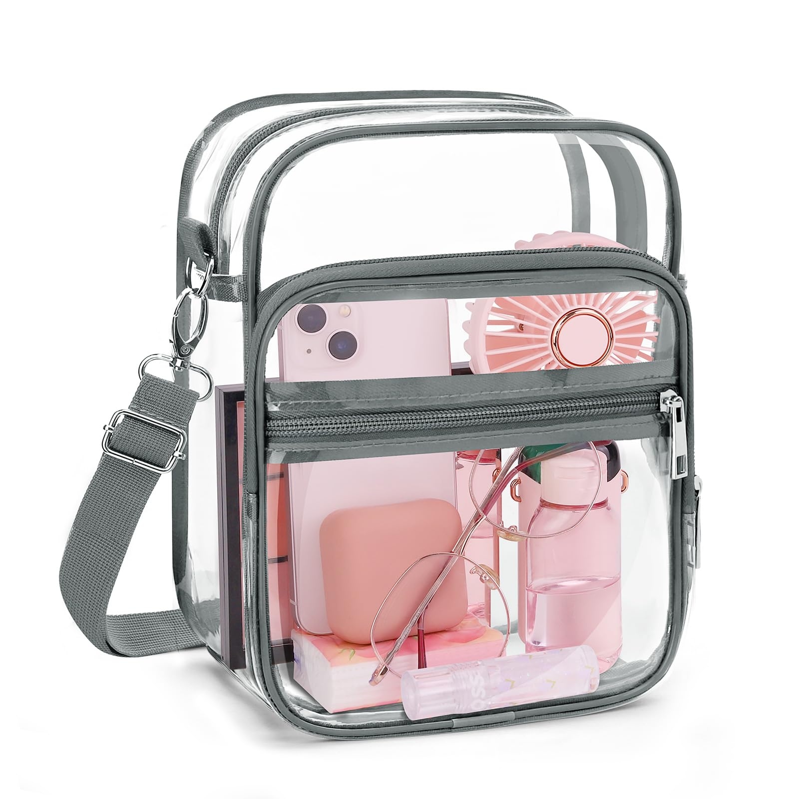 Blvornl Clear Crossbody Bag with Adjustable Shoulder Strap, Stadium Approved PVC Purse Bag, Messenger Bag