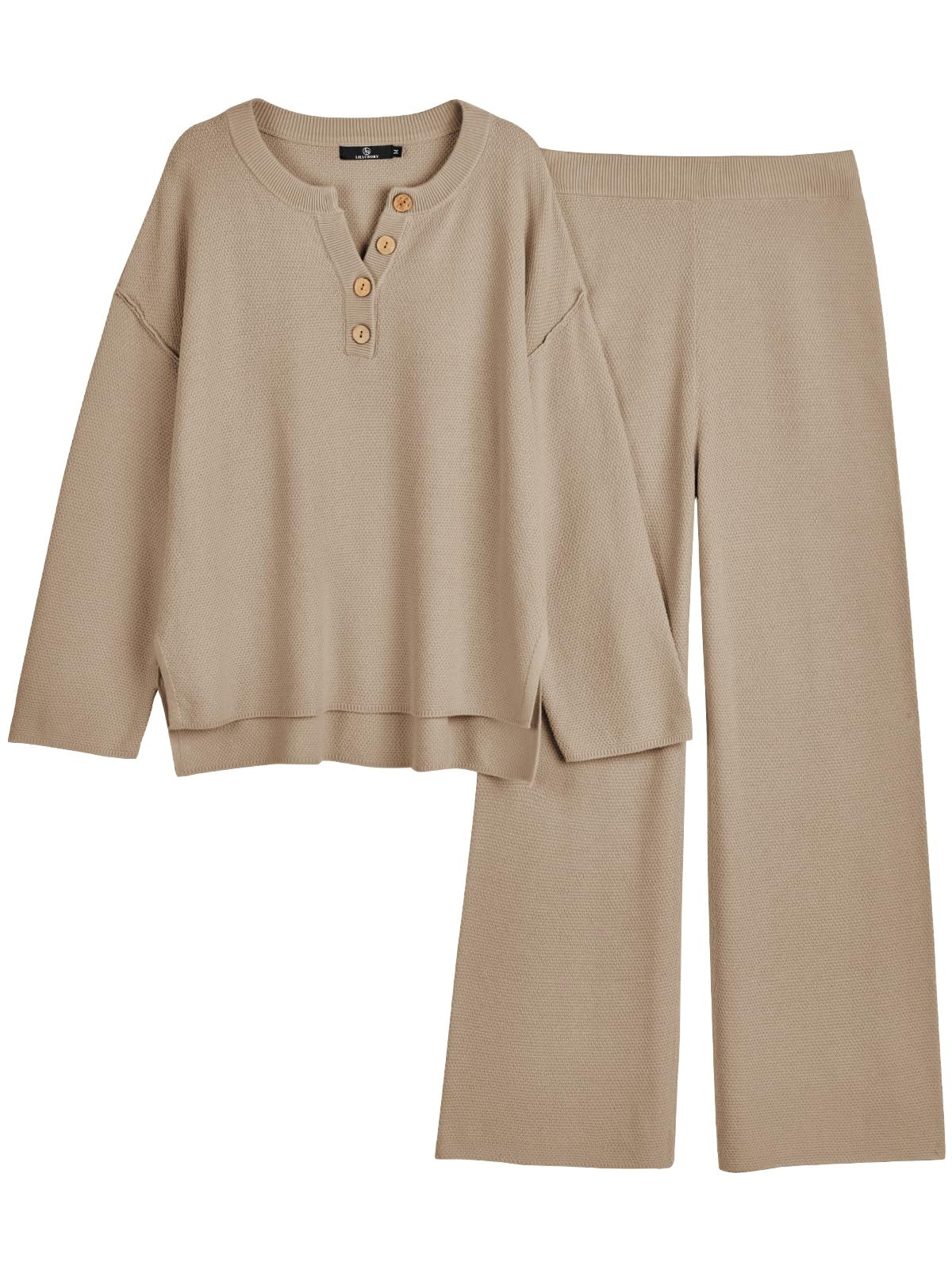 LILLUSORY Women's 2 Piece Lounge Sets Oversized Slouchy Matching Cozy Knit Sets