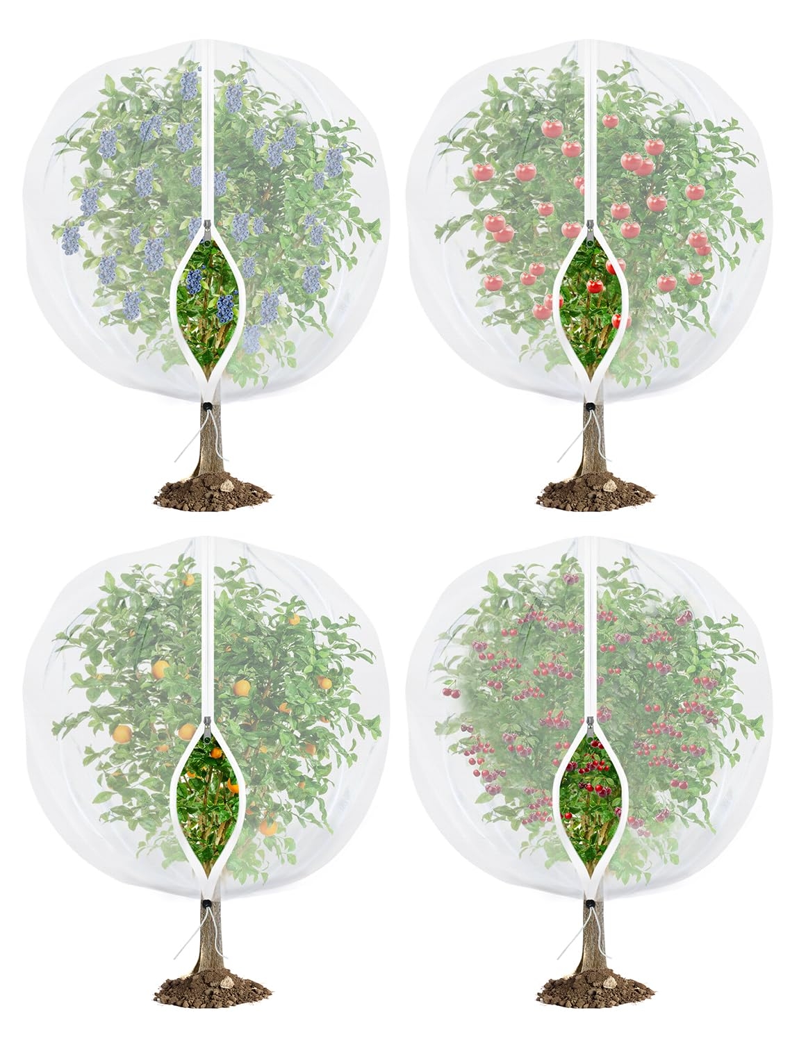 Fruit Tree Netting for Cicadas - with Zipper 4Pcs 5 x 4FT Garden Bird Netting for Blueberry Bushes with Drawstring,Insect Plant Protection Mesh Net Bags for Tomato,Cicada,Animals (4, 4 x 5 FT)