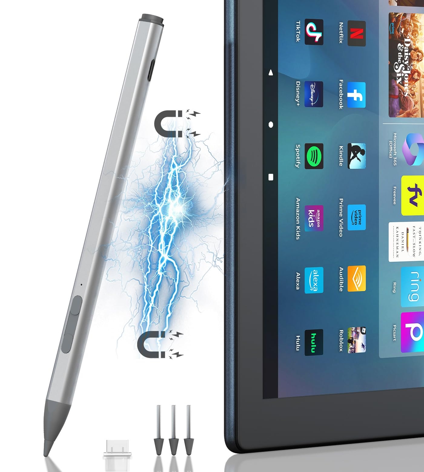 USI 2.0 Stylus Pen - for Amazon Fire Max 11, Lenovo Chromebook Duet, Acer Chromebook Spin314, Google Pixel Tablet Stylus, 4096 Pressure Magnetic Kindle Fire Max 11 Pen Spare Tips Included USI Stylus