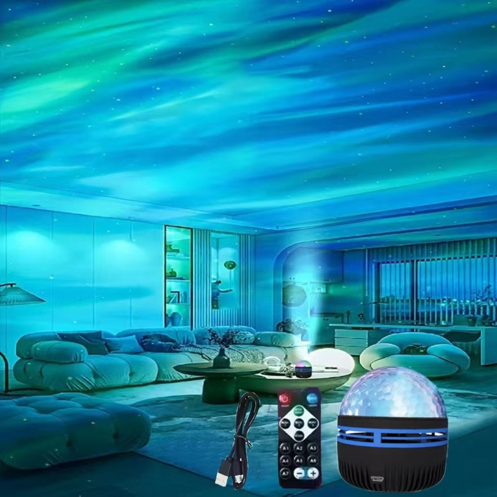 Xugenxes 2-in-1 Northern Lights & Waves Projector, Aurora Northern Lights Projector, 14 Light Effects, Bedroom, Party, LED Color Changing Light for Home Decoration (1pc)