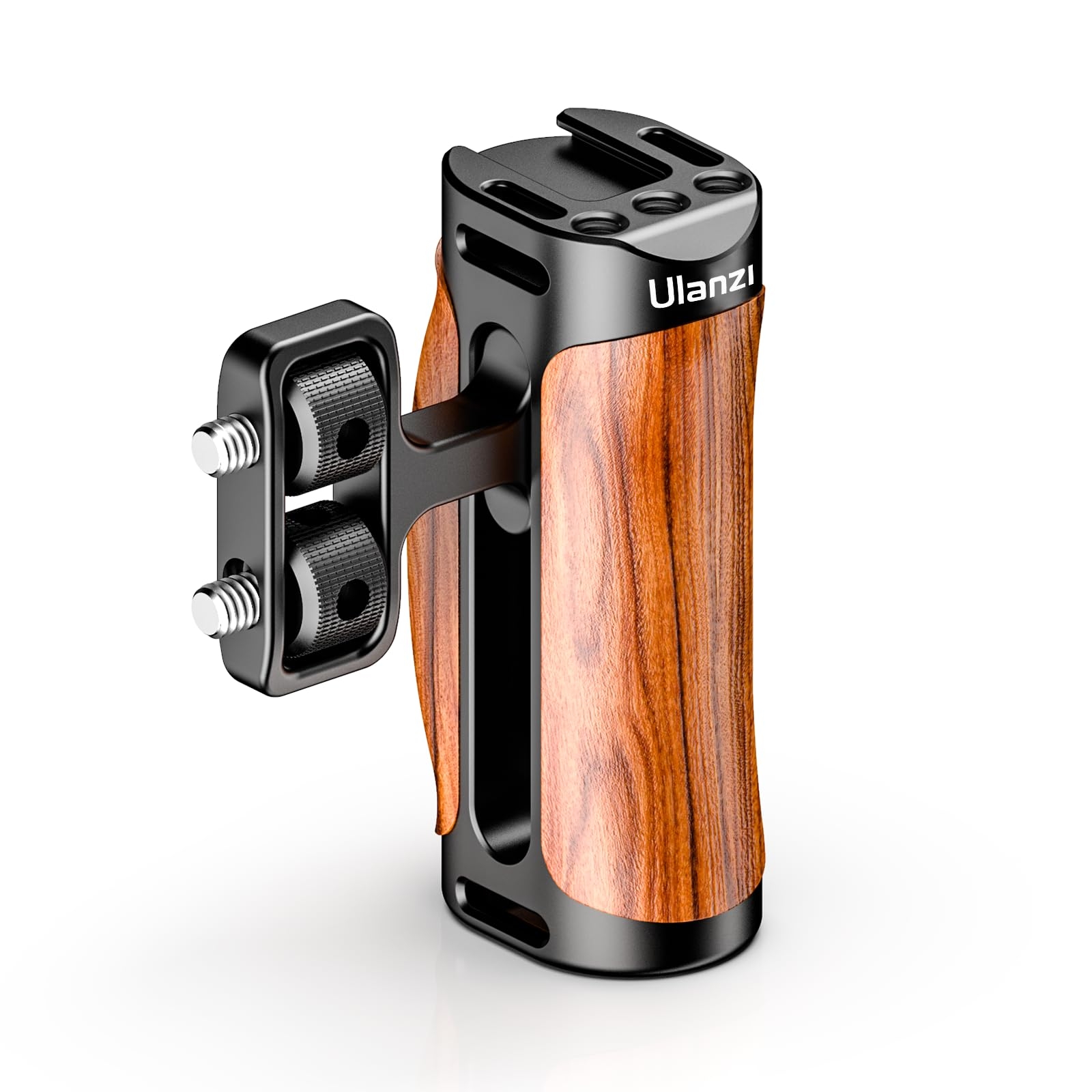 R075 Wooden Handle Grip Left Right Compatible for Sony A6400 A6600 A7III A7IV Nikon Canon Panasonic Camera Cage, for iPhone/Smartphone Video Rig Video-graphy Accessories Mobile Filming 1/4" Bracket