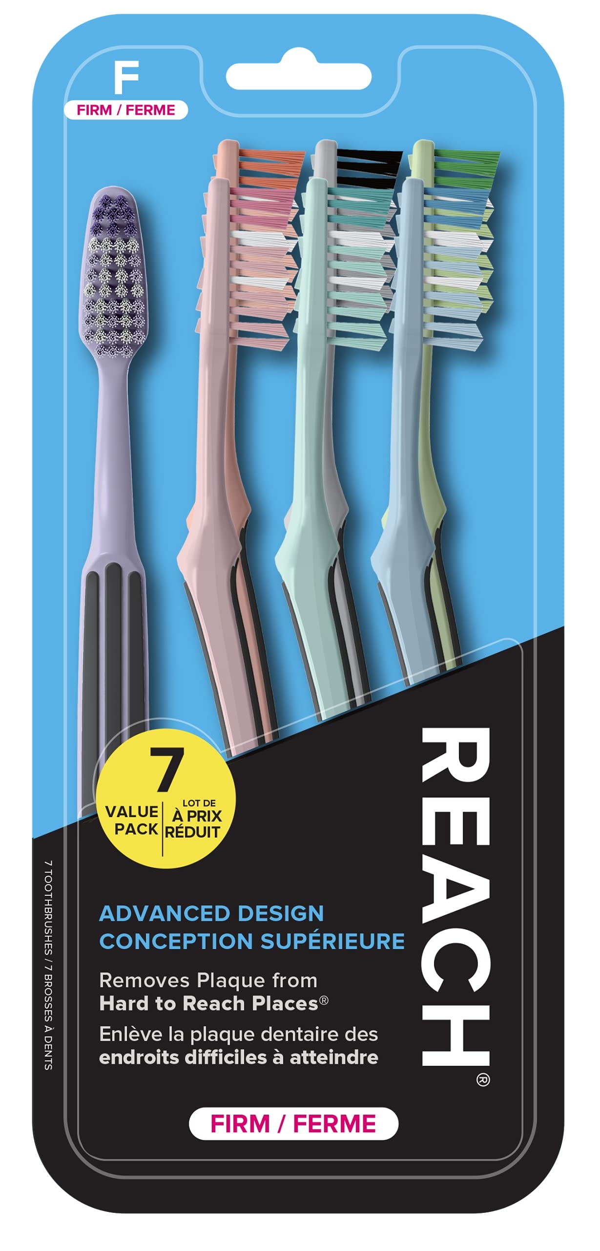 Reach Advanced Design Toothbrush, Firm Bristles, 7 Count Value Pack