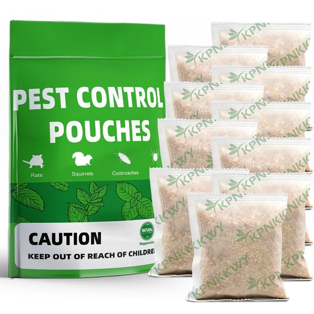 LAQDECDV Pest Control Pouches, Mouse Repellent, Mice Repellent Indoor, Peppermint Mice to Repel Rodents, Ant, Roach & Moth, Rodent Repellant, RV Rat Deterrent, Keep Mouse Away for Car-10 Pouches