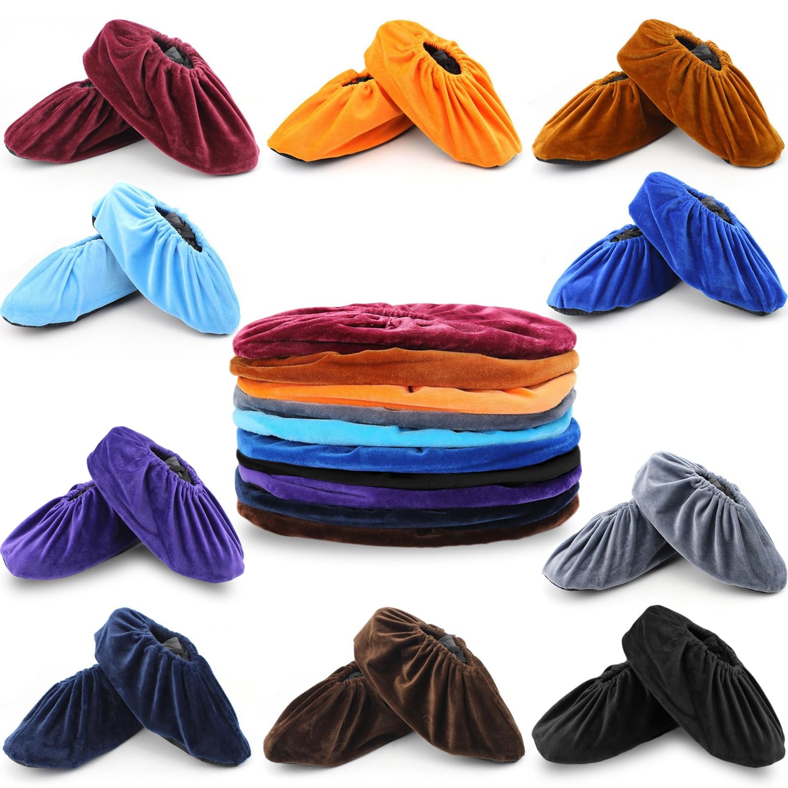 TKRADISH 10 Pairs Reusable Non Slip Shoe Covers, Universal Soft Washable Thickened Foot Boot Shoe Covers for Interior, office, cleaning