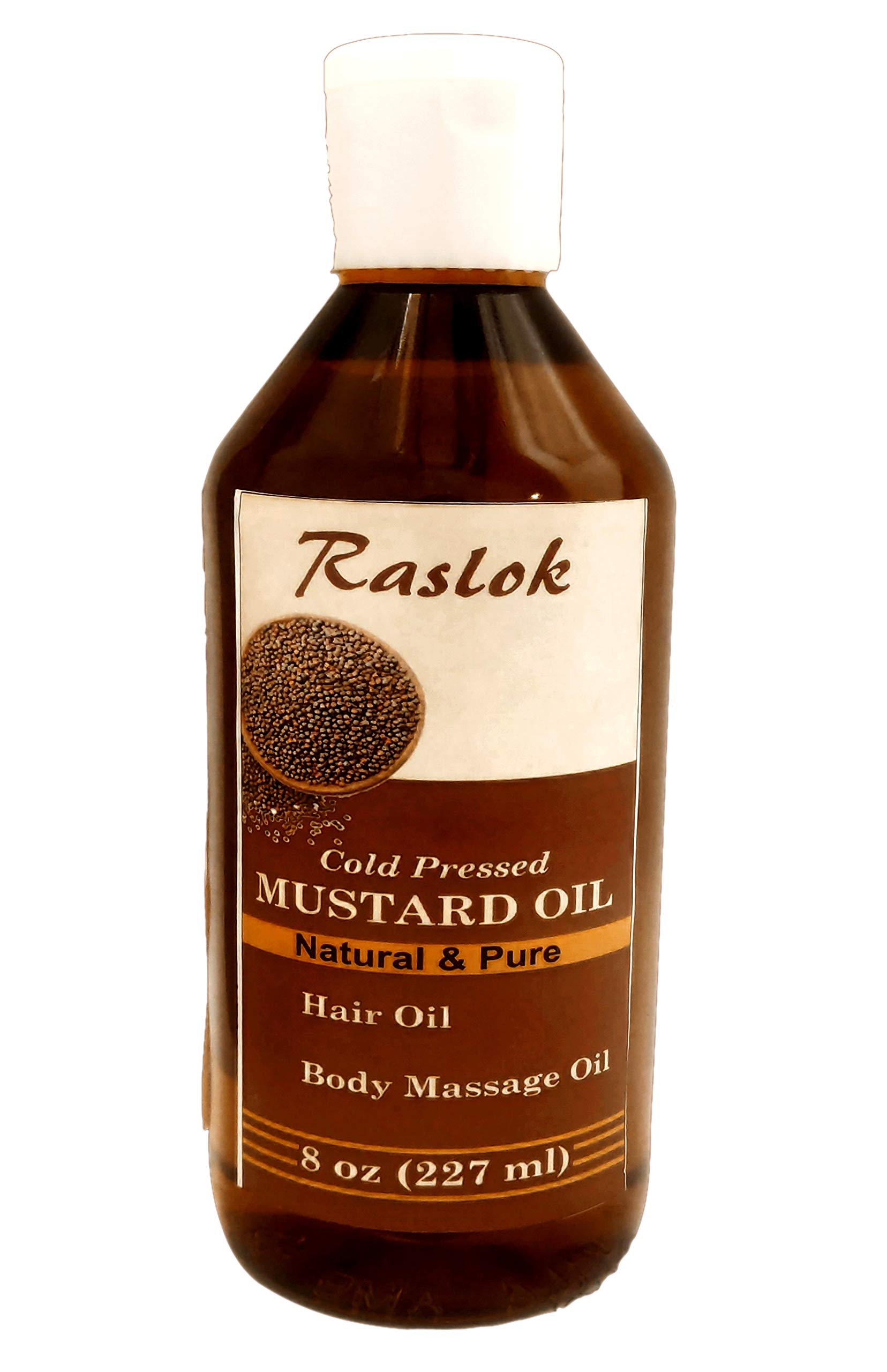 Raslok Mustard Oil | Brassica Juncea | Mustard Seed Oil | Unrefined | for Hair Nourishment | for Skin | for Massage | 100% Pure Natural | Cold Pressed Mustard Oil 8 fl oz