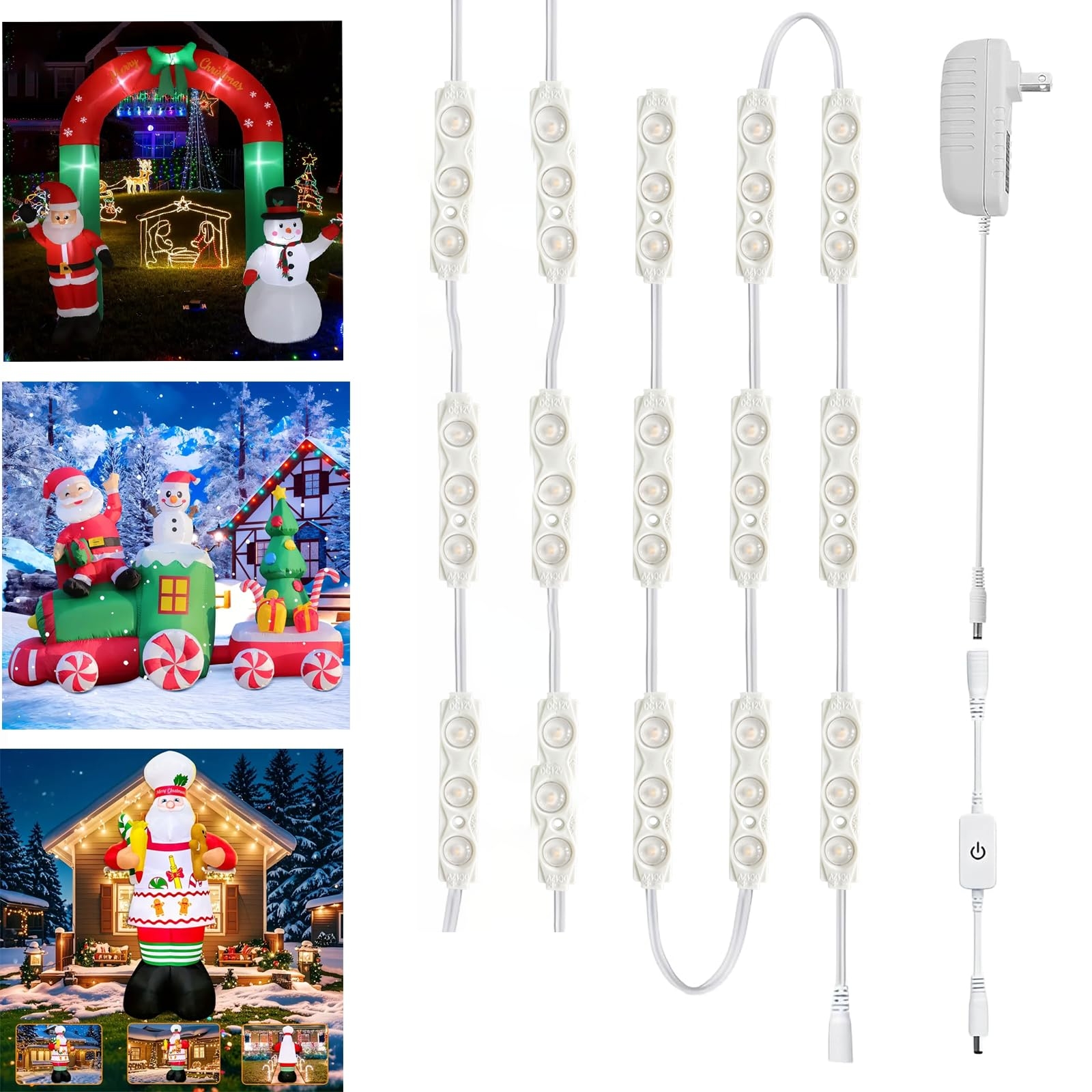 LED Module,Replacement Lights for Inflatables White 20pcs 9.8 Ft 2835 SMD 150LM Per LED Module IP65 Waterproof Christmas Inflatables Light for Letter Sign with Tape Adhesive Backside (White)