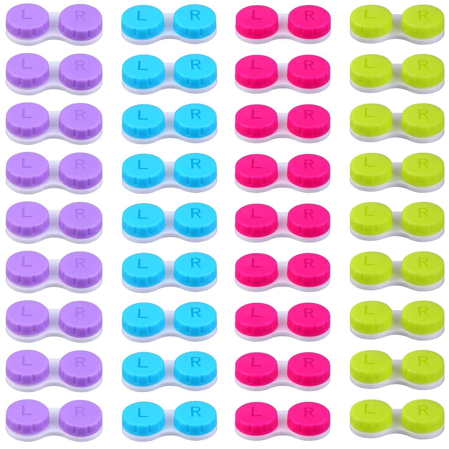Elcoho 36 Pack Colorful Contact Lens Case Left/Right Contact Lens Soak Storage Contact Lens Travel Container, 4 Colors