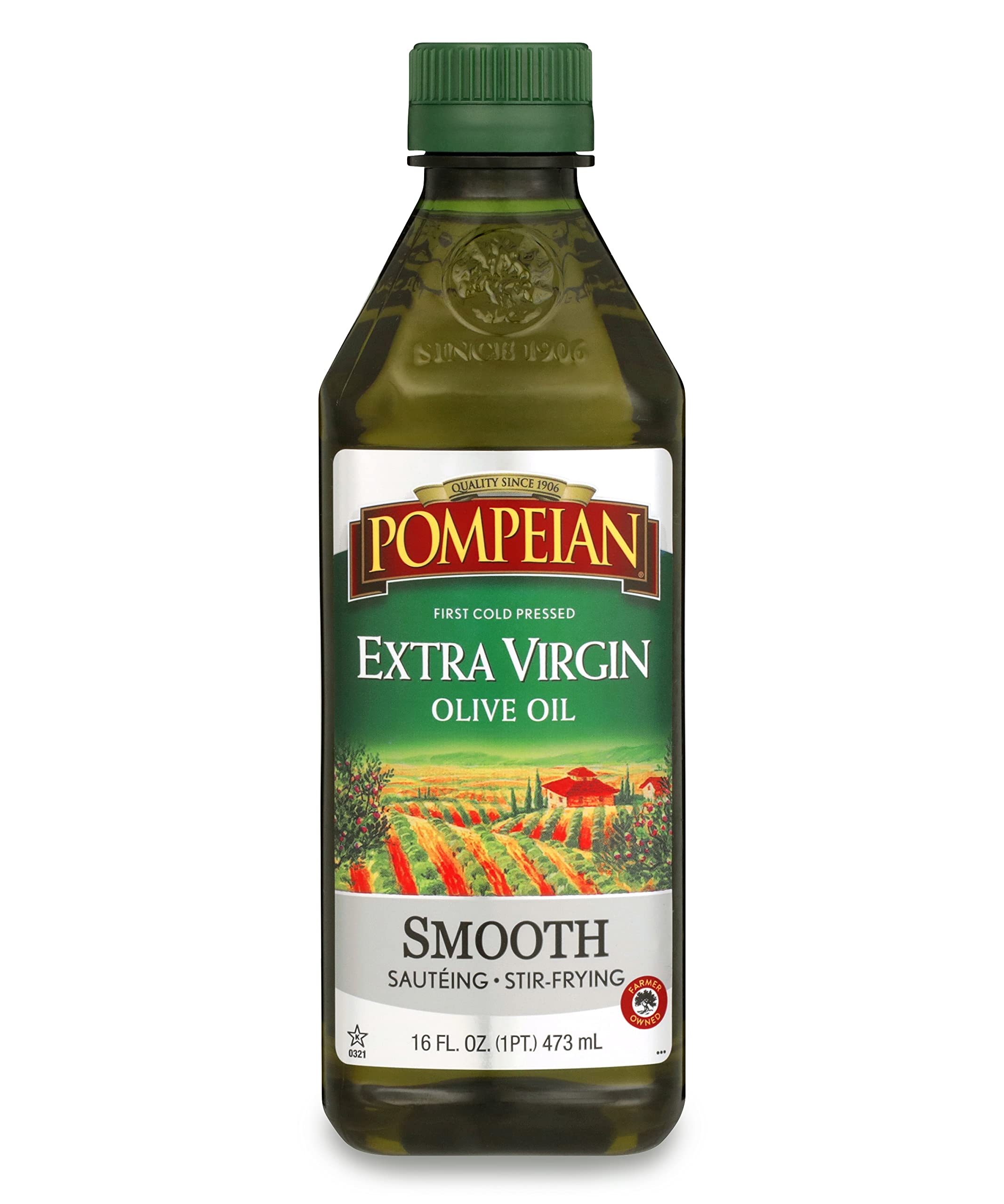 Pompeian Smooth Extra Virgin Olive Oil, Contains Polyphenols, First Cold Pressed, 16 FL Oz