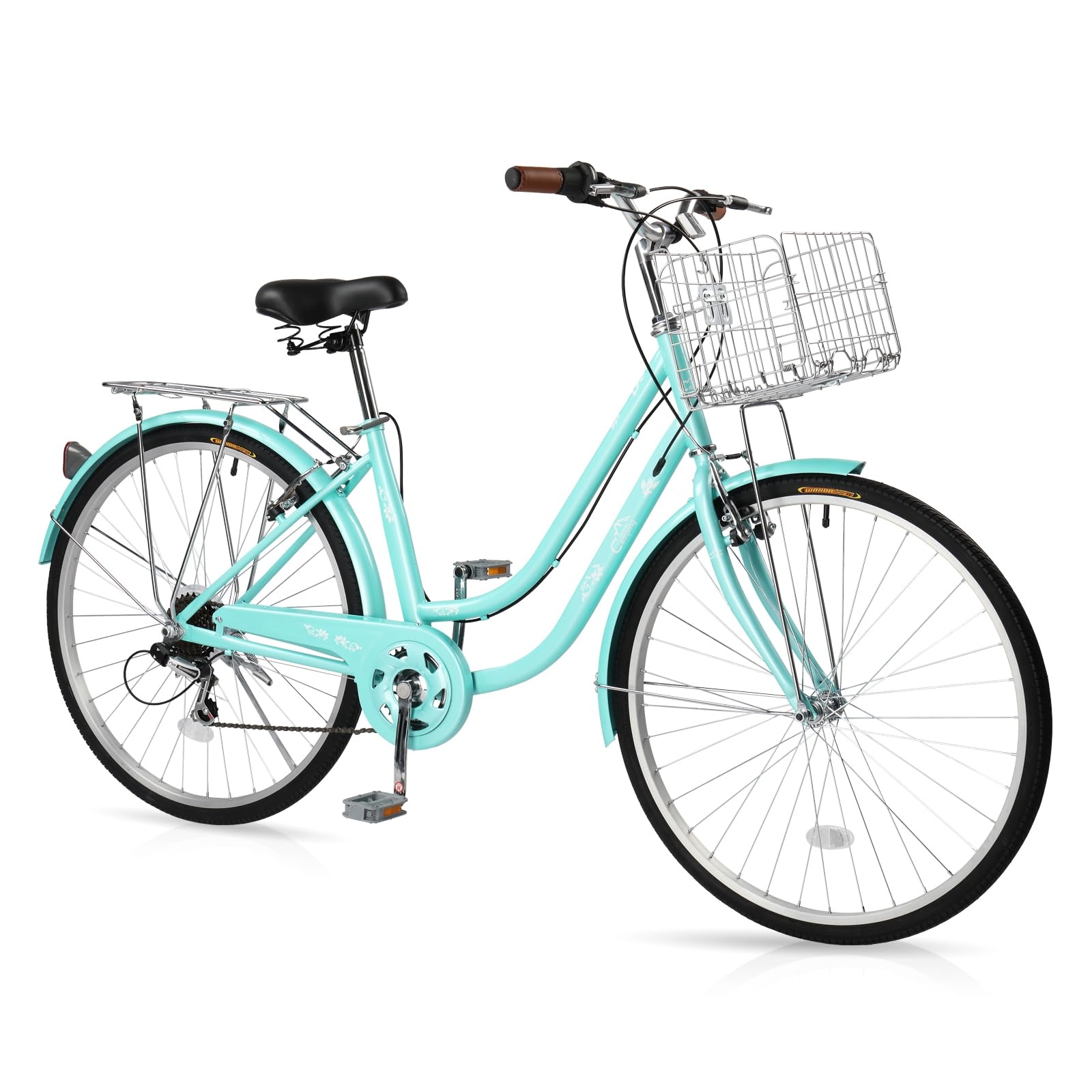 Ktaxon Women Bike 24/26 Inch Bicycles for Women, Beach Cruiser Bike with Premium Derailleur & Shift Lever, Adjustable Seat, High-Carbon Steel Frame and Excellent Welding Technology