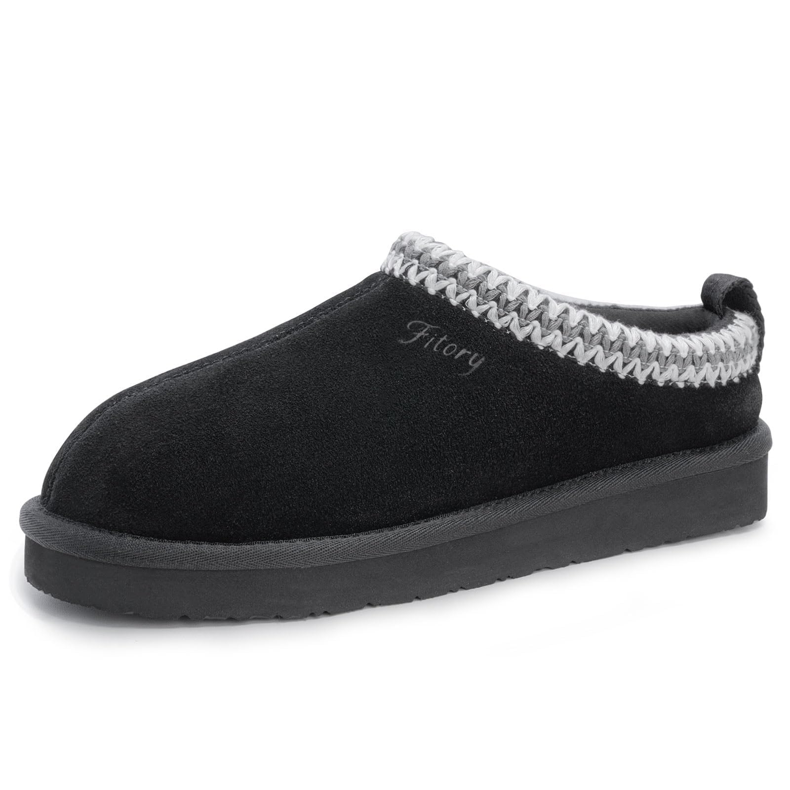 FITORY Women's Suede Slipper | Flat Short Mini Boots with Fur Fleece | Winter Casual Comfort Shoes