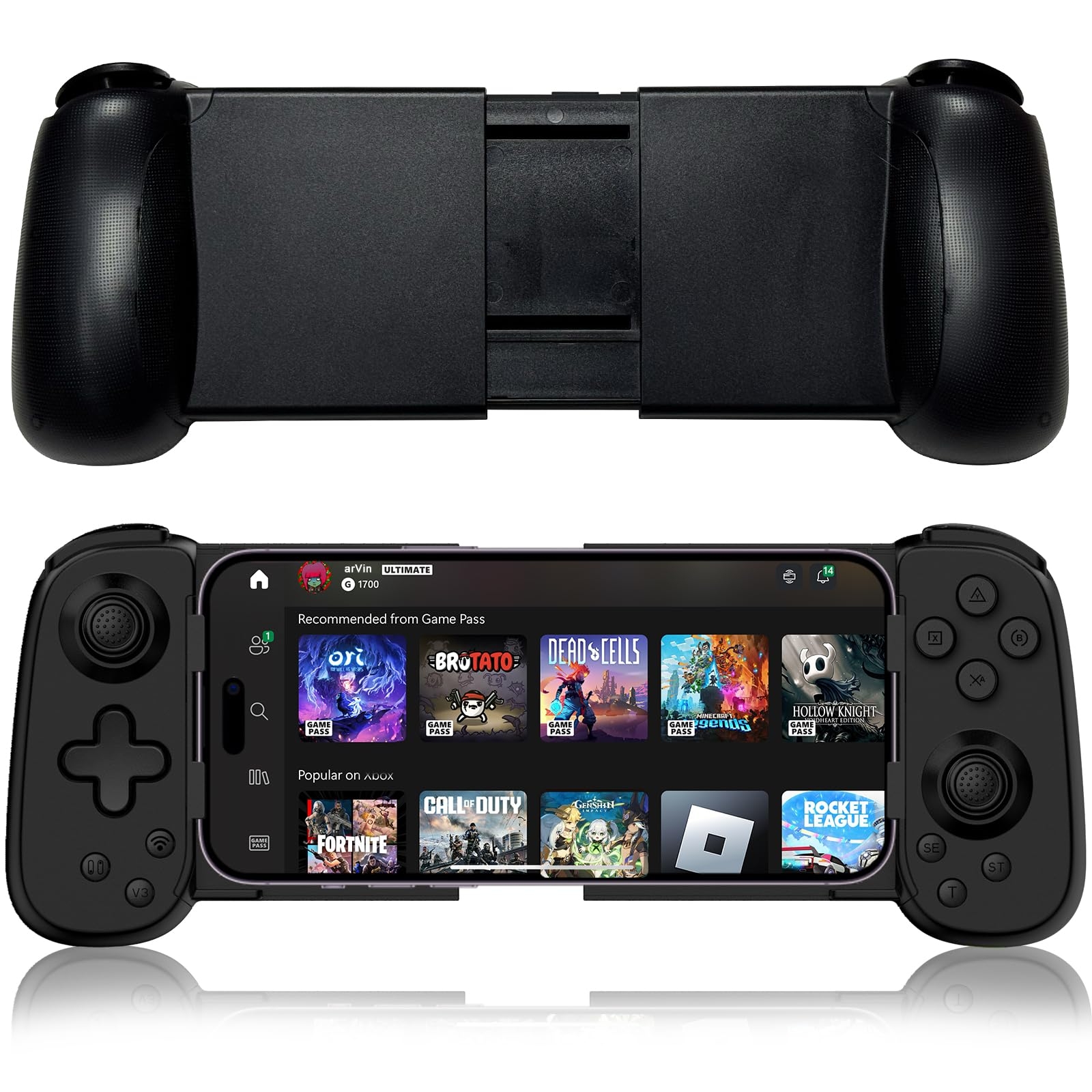 arVin Mobile Gaming Controller for iPhone 16/15/14/iPad/Android Phone/Tablet/Switch, PS Remote Player Gamepad for PS5/PS4/Xbox/PC, Wireless Joystick Play Cloud Gaming, Arcade Mfi Games, CODM, Roblox