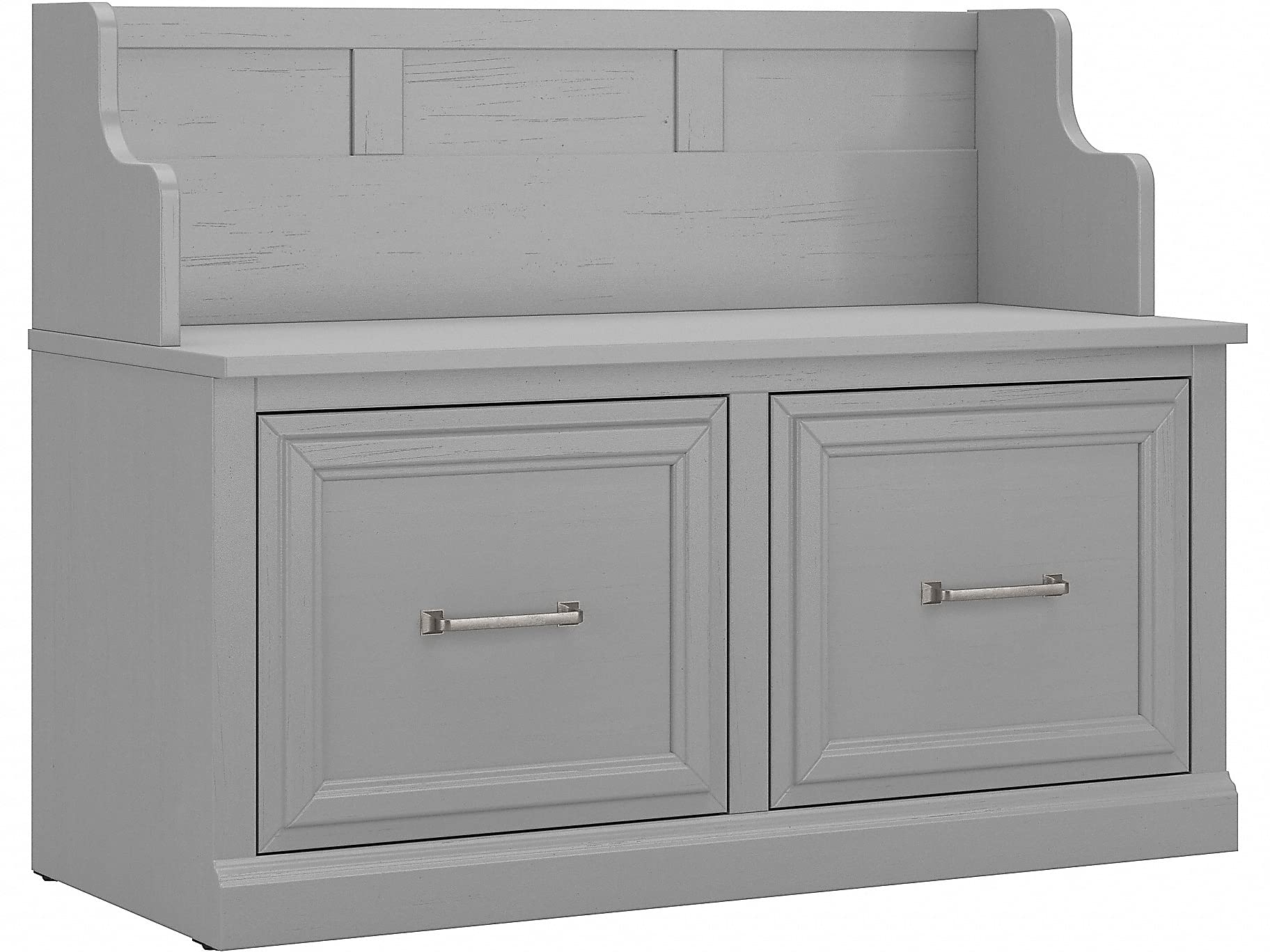 Bush Furniture Woodland 40W Entryway Bench with Doors in Cape Cod Gray Shoe Storage for Mudroom and Foyer