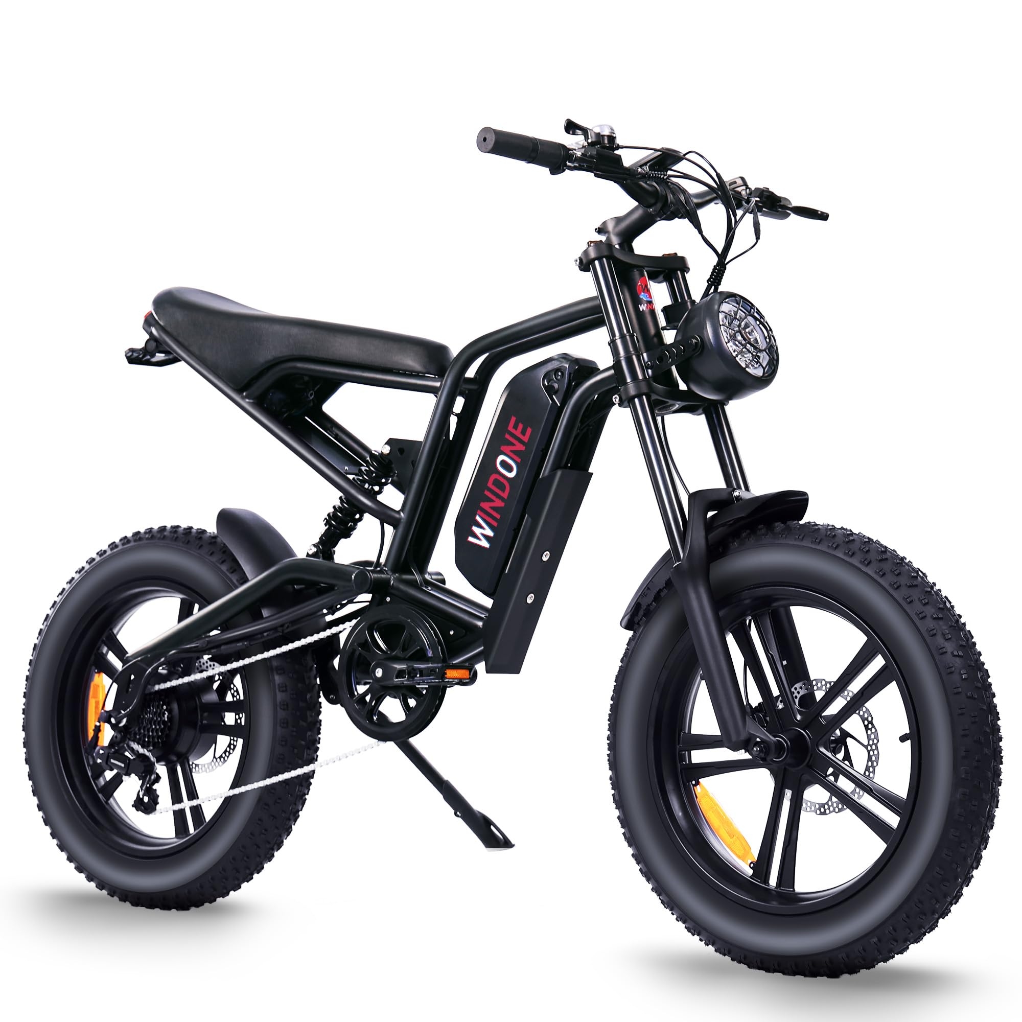 Windone E2/K20 Electric Bike for Adults, 48V 13Ah/15Ah Battery, Up to 28 MPH & 46.6/60 Miles (PAS), 750/1000W Peak Ebike with All-Terrain 20"/26'' Fat Tires, UL Certified, Moped E-Bike