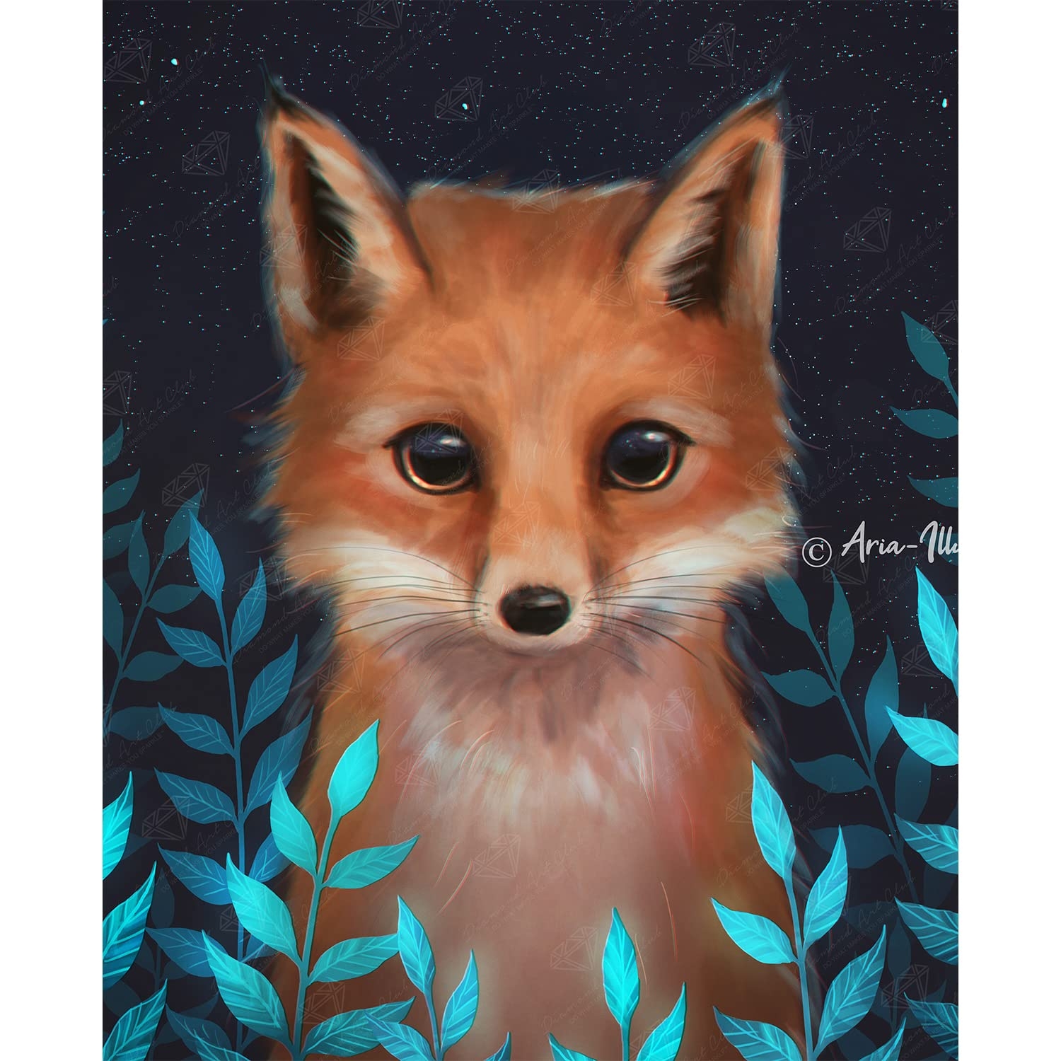 DIAMOND ART CLUB Fox Diamond Art Painting Kit, Fun Crafts for Adults and All Ages, Small Diamond Art Canvas for Beginners, 13" x 16" (32.8 x 40.6 cm)