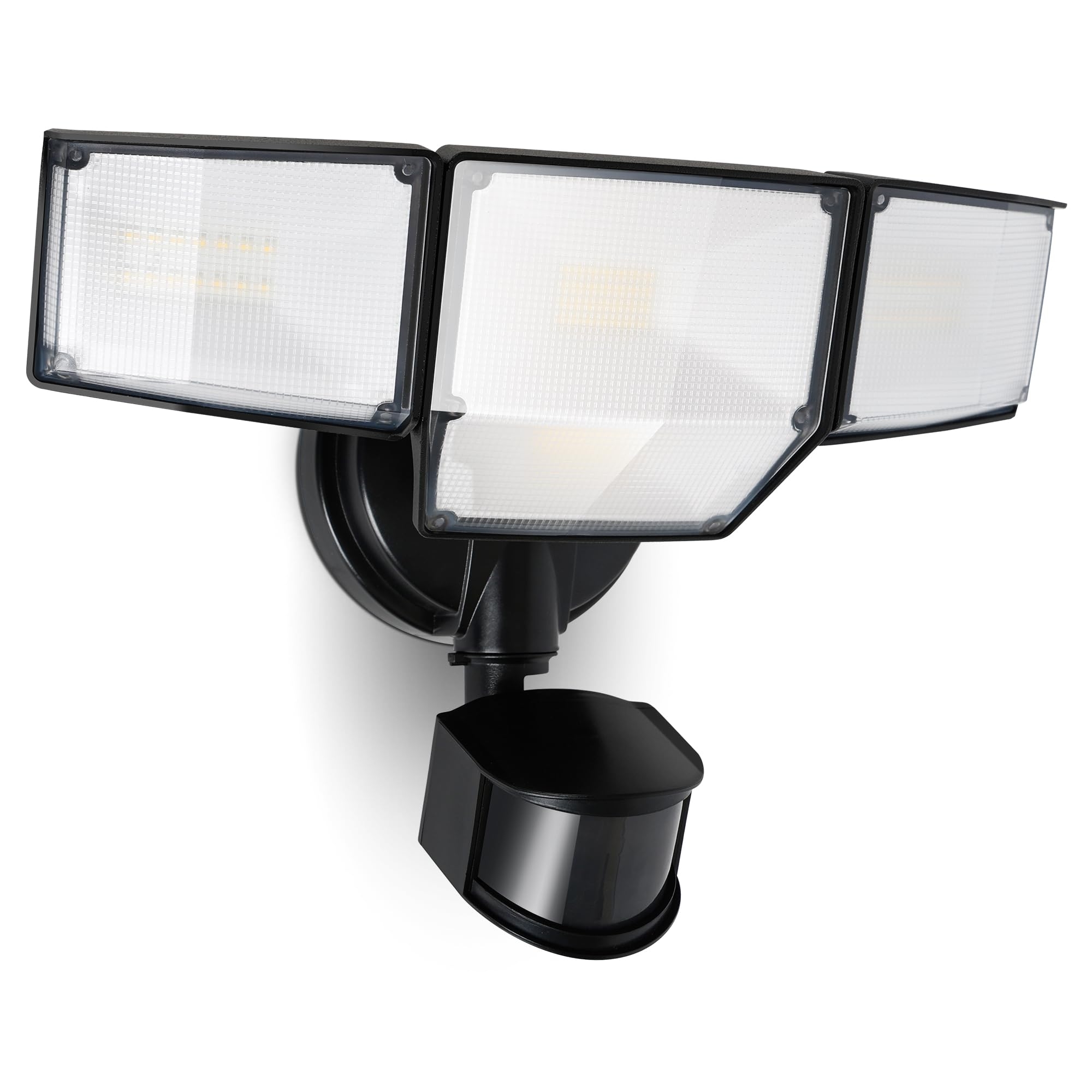 LUTEC 80W 9000LM LED Security Light Motion Sensor Outdoor Lights, 4 Head LED Flood Lights Outdoor 5000K Daylight, IP65 Waterproof, Motion Detected Lights for Outside, House, Garage, Yard (Black)