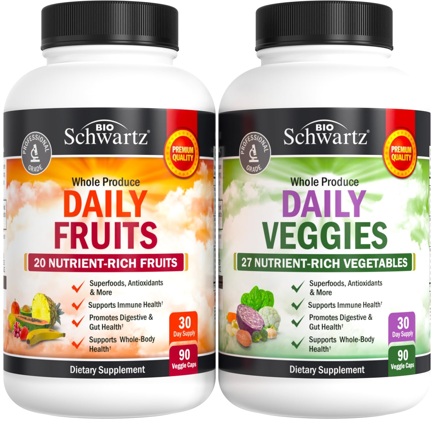 Daily Fruits and Vegetables Supplement for Adults - Super Fruits and Veggies Capsules for Enhanced Energy Gut Health Immune Support & Overall Wellness with 47 Whole Food Fruits and Veggies - 1 Month