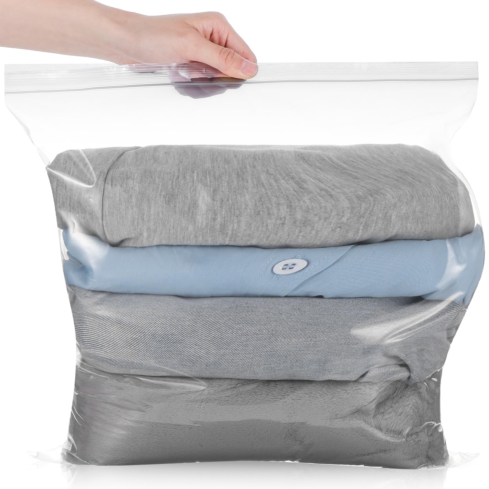 JOUTYFOR 80 Pack 16" x 18" Clear Heavy-Duty Reclosable Zipper Plastic Storage Bags for Clothes, Food, Travel & More