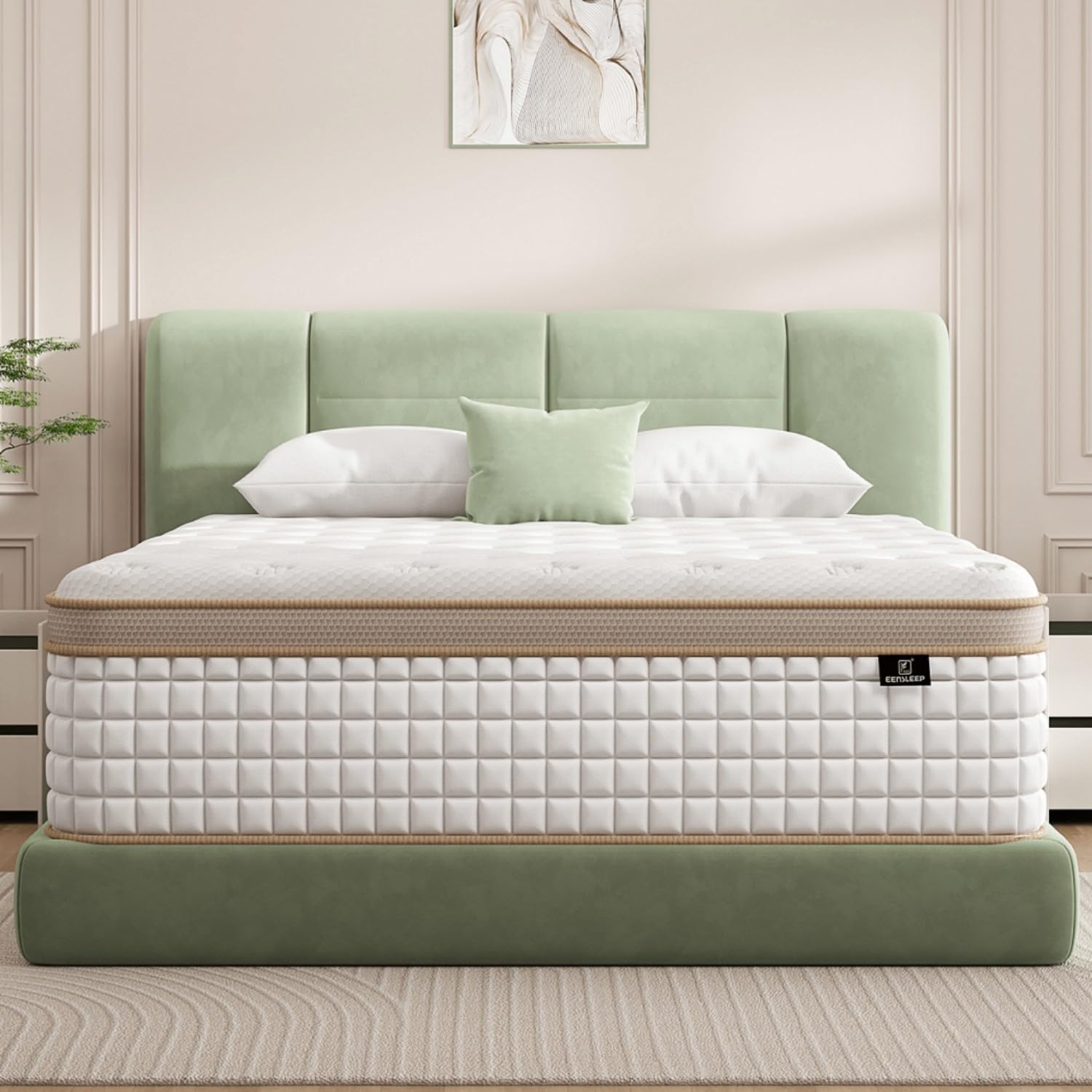 Queen Mattress, 14 Inch Queen Size Hybrid Mattress, Medium Firm, Gel Memory Foam and Independent Pocket Spring for Motion Isolation & Silent Sleep & Pressure Relief, Extra Edge Support