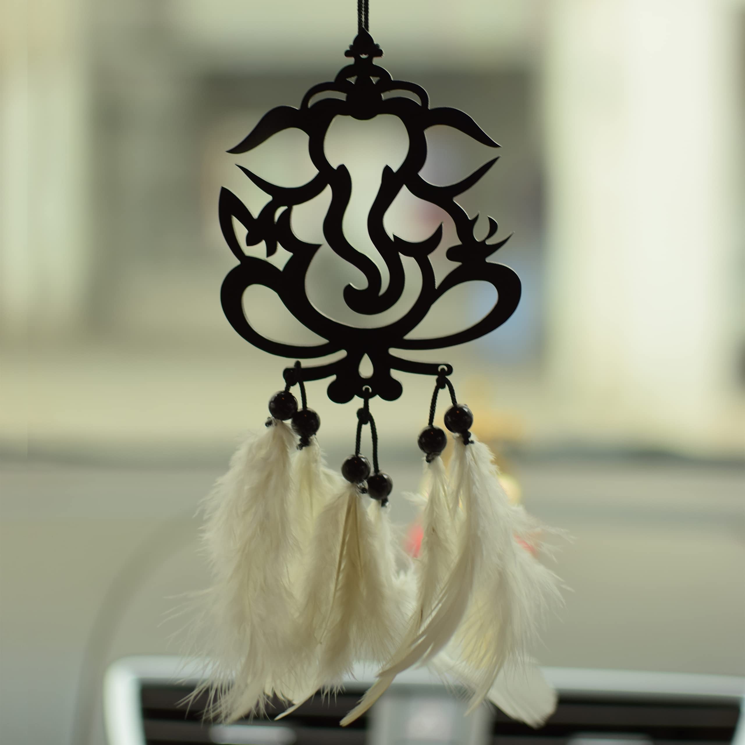 GLNRM Acrylic Dream Catcher Car Hanging Emblem Wall Hanging Ganesha (Dream Catcher Ganesh, Multicolour, Pack Of 1)